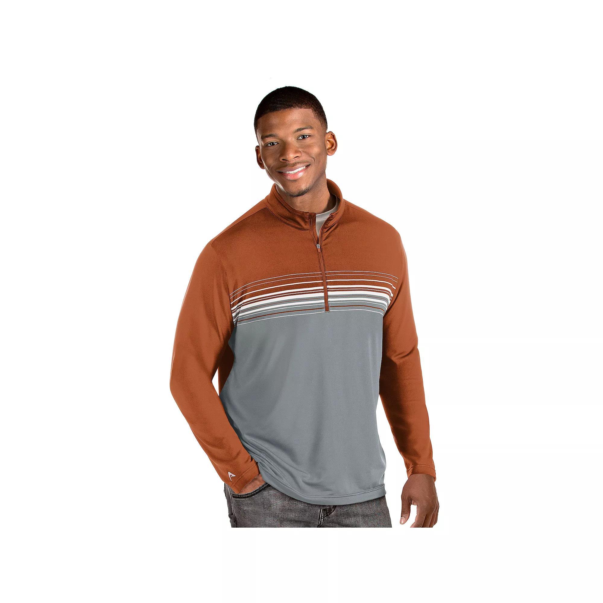 Men's Antigua Pace Regular-Fit Colorblock Quarter-Zip Pullover, Size: Small, Orange Product Image