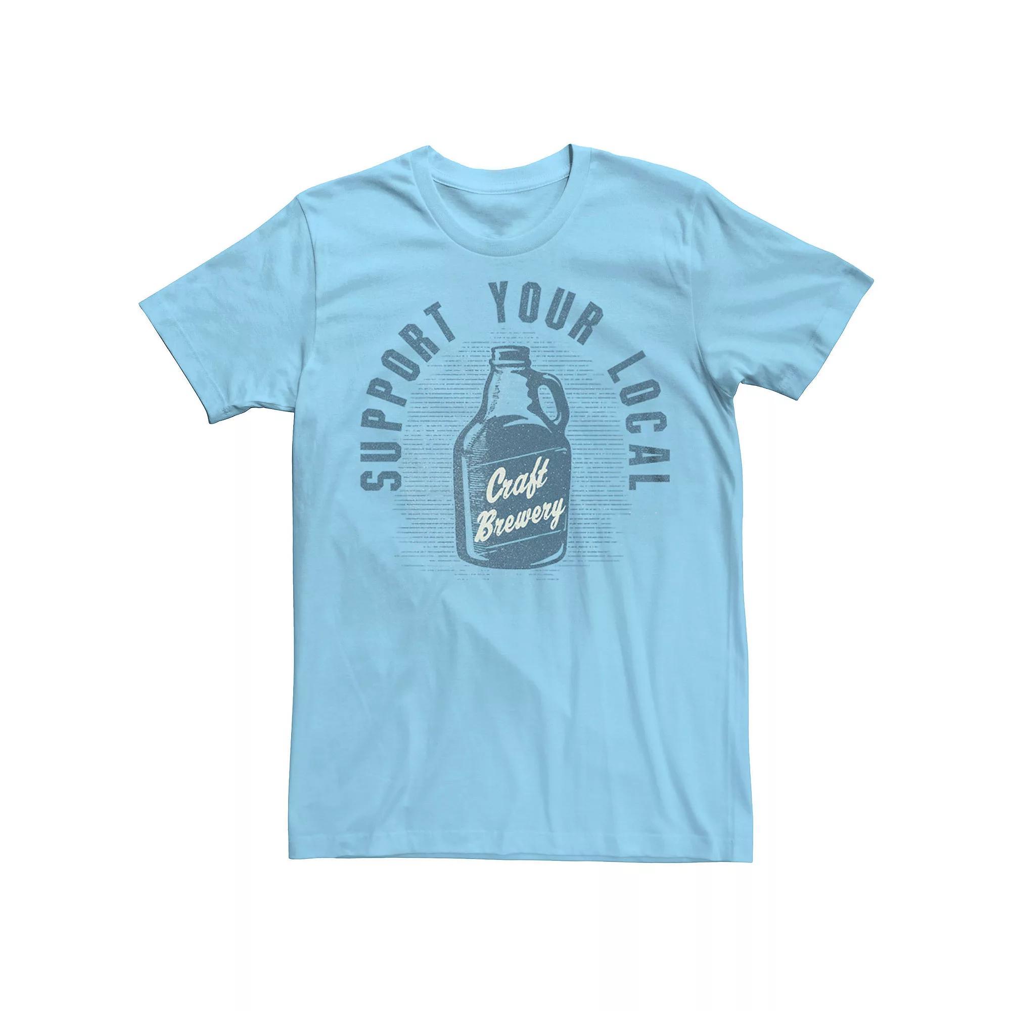 Men's Support Your Local Craft Brewery Growler Graphic Tee, Size: XXL, Light Blue Product Image