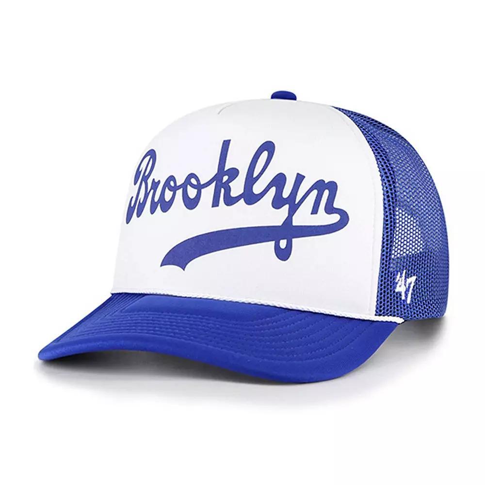 Men's '47 White Los Angeles Dodgers Foam Front Script Trucker Snapback Hat Product Image