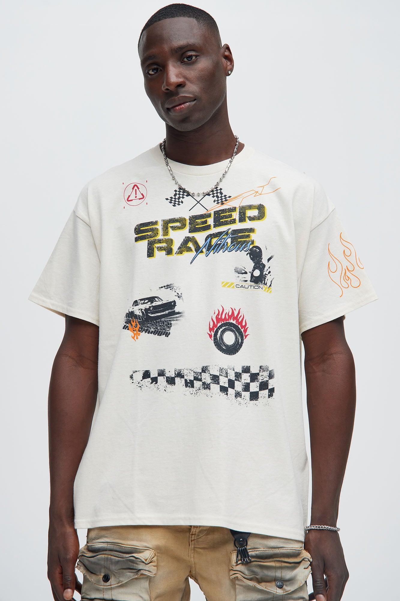 Speed Race Oversized Short Sleeve Tee - White Product Image