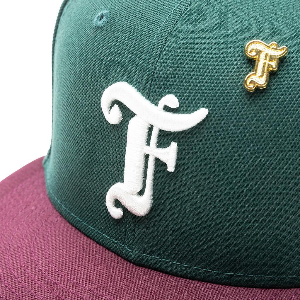 Feature x New Era Old English F Snapback Hat w/ Pin - Dark Green/Maroon Male Product Image