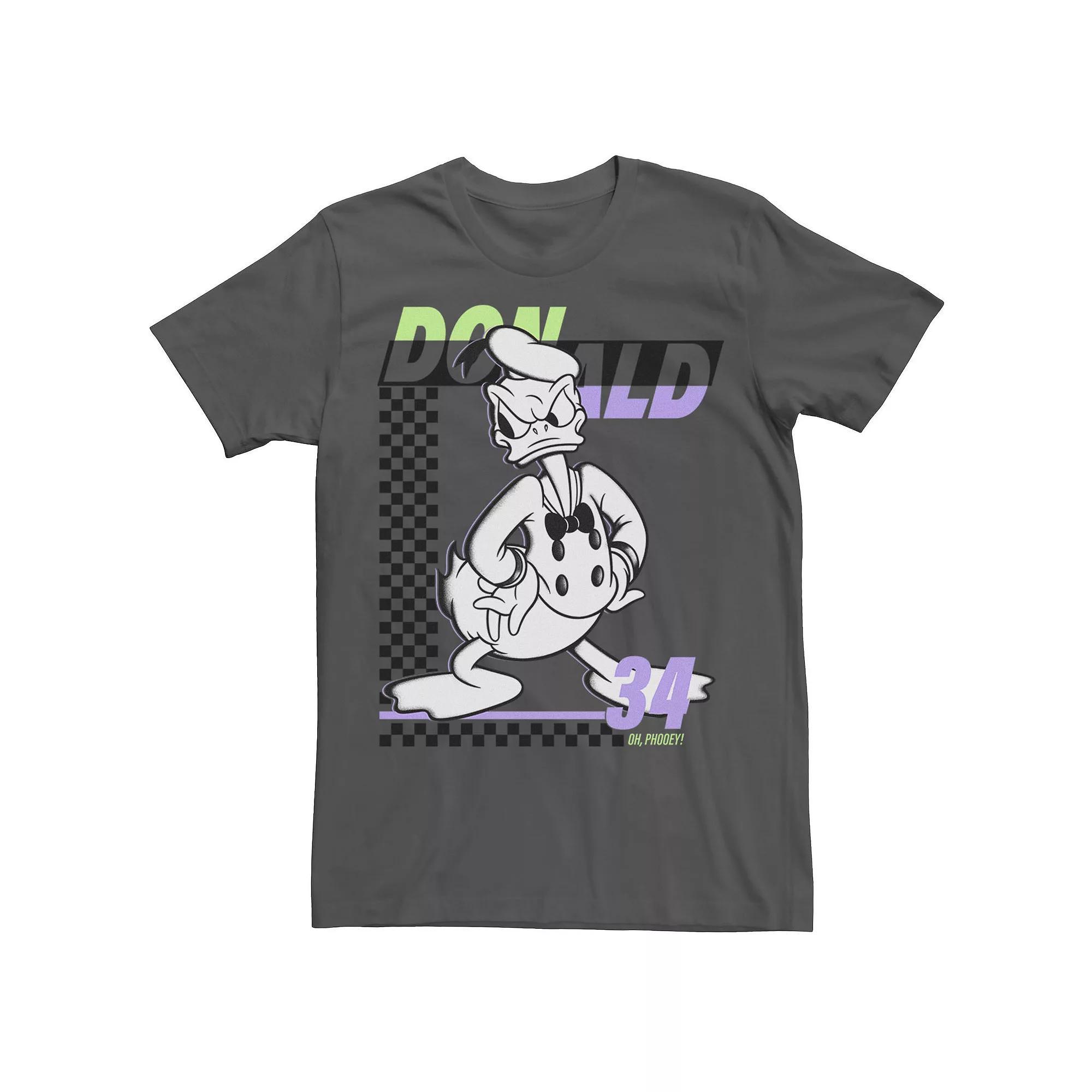 Disney's Mickey & Friends Donald Duck 34 Checkerboard Men's Tee, Size: Medium, Grey Product Image