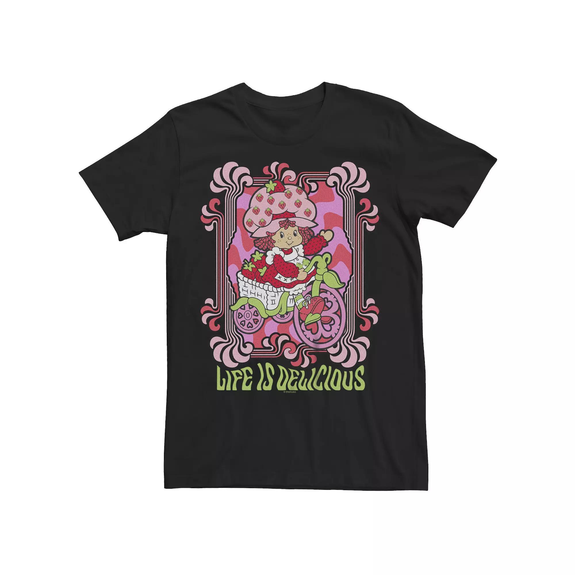 Juniors' Strawberry Shortcake Life Is Delicious Ride Boyfriend Graphic Tee, Girl's, Size: XXL, Black Product Image