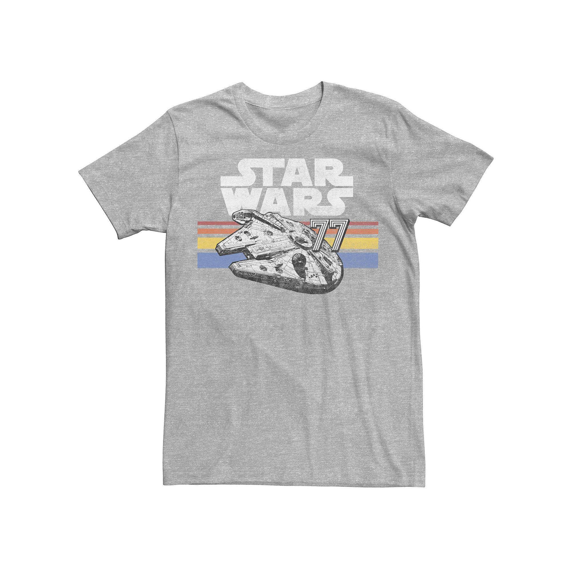 Men's Star Wars Millennium Falcon 77 Retro Lines Logo Tee, Size: Small, Athletic Grey Product Image