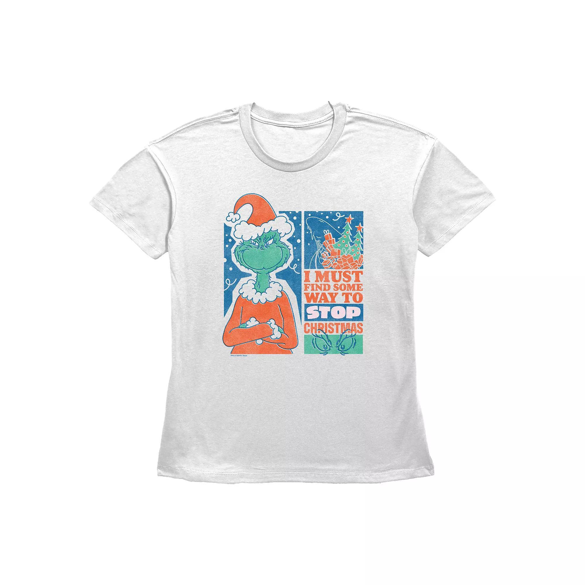 Women's Dr. Seuss Grinch Must Stop Christmas Graphic Tee, Size: Large, White Product Image