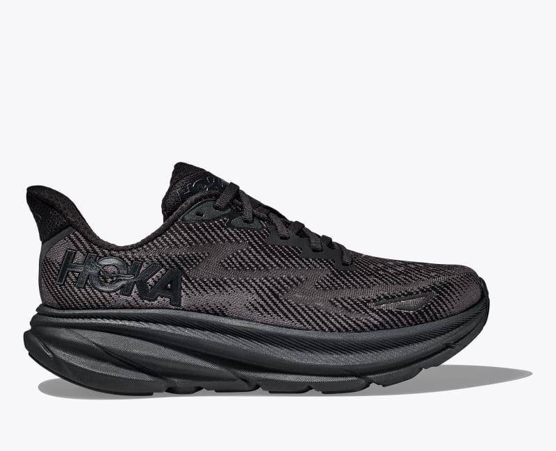 HOKA Mens Clifton 9 Shoes in Black/All Aboard, Size 11 Product Image