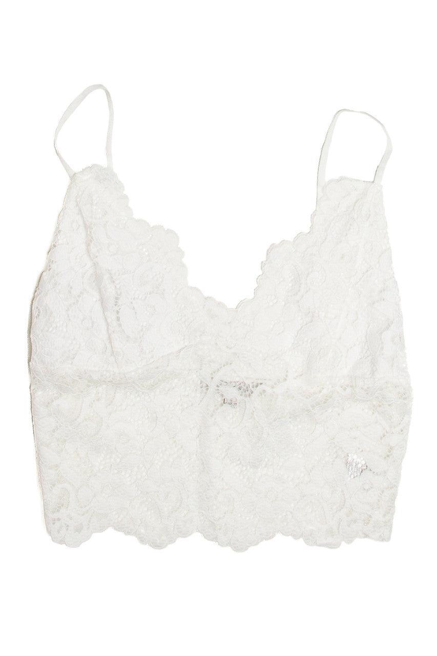 White Lace Lined Crop Cami Product Image