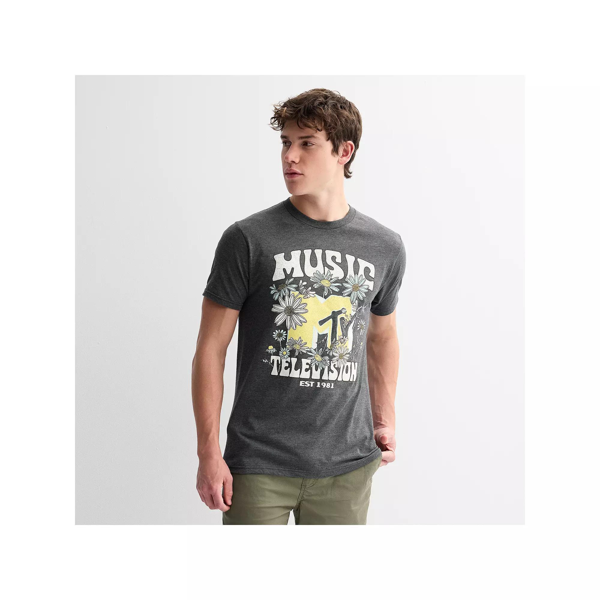 Men's MTV Flowers Logo Graphic Tee, Size: Small, Grey Heather Product Image