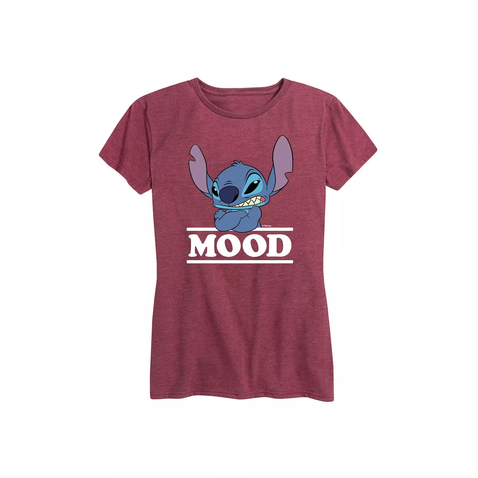 Disney's Lilo & Stitch Women's Mood Graphic Tee, Size: Large, Grey Dark Red Product Image