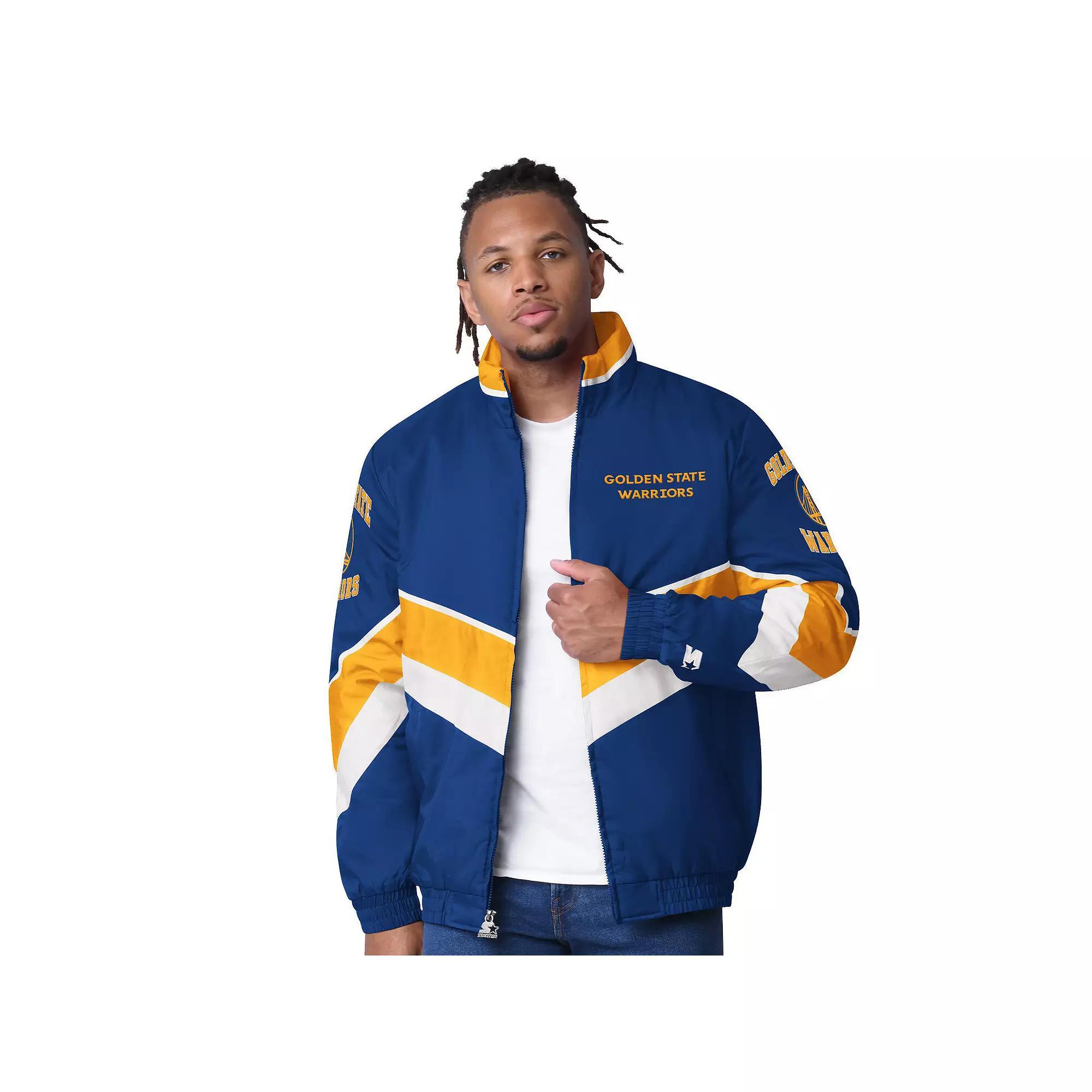 Men's Starter Royal Golden State Warriors Captain Oxford Full-Zip Jacket, Size: XL, Blue Product Image