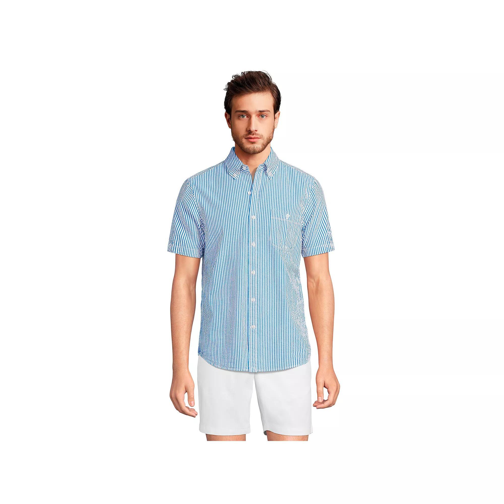 Men's Lands' End Button-Down Seersucker Shirt,  Product Image