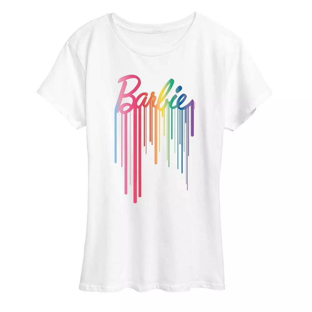 Women's Barbie® Logo Rainbow Drip Graphic Tee, Girl's, Size: XXL, White Product Image