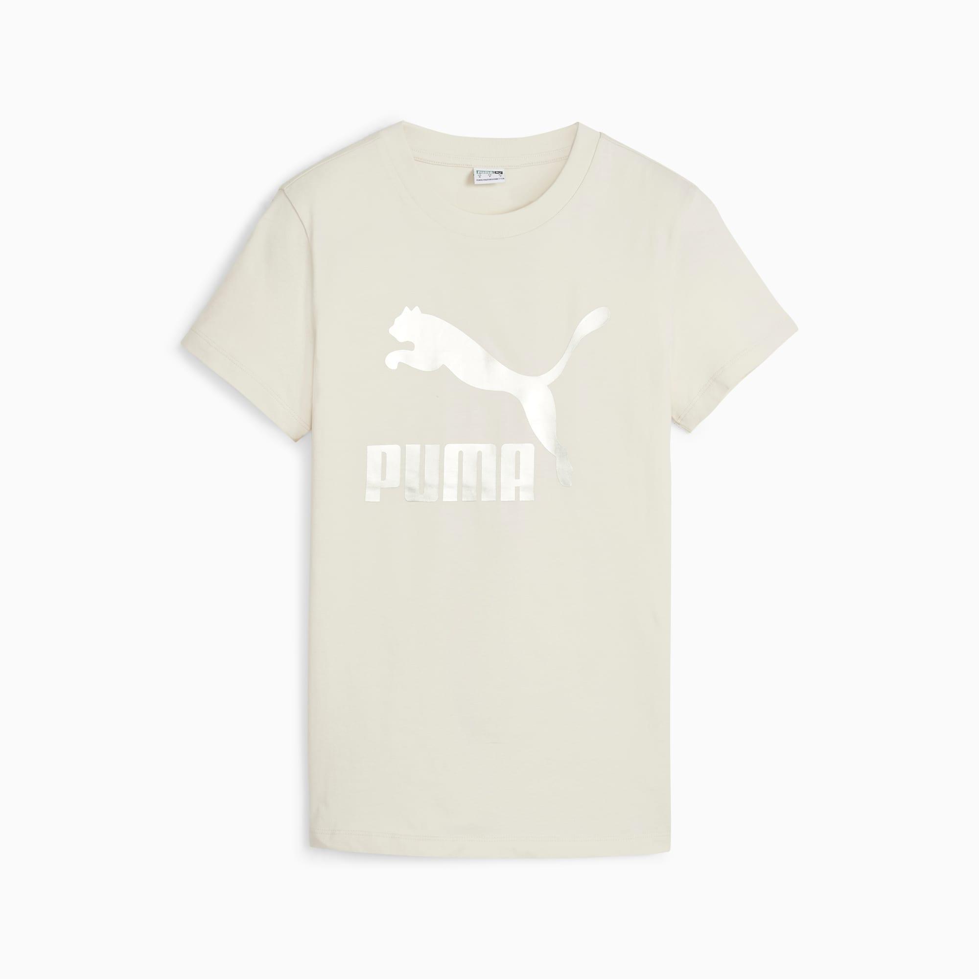 PUMA CLASSICS Shiny Logo Womens T-Shirt Product Image