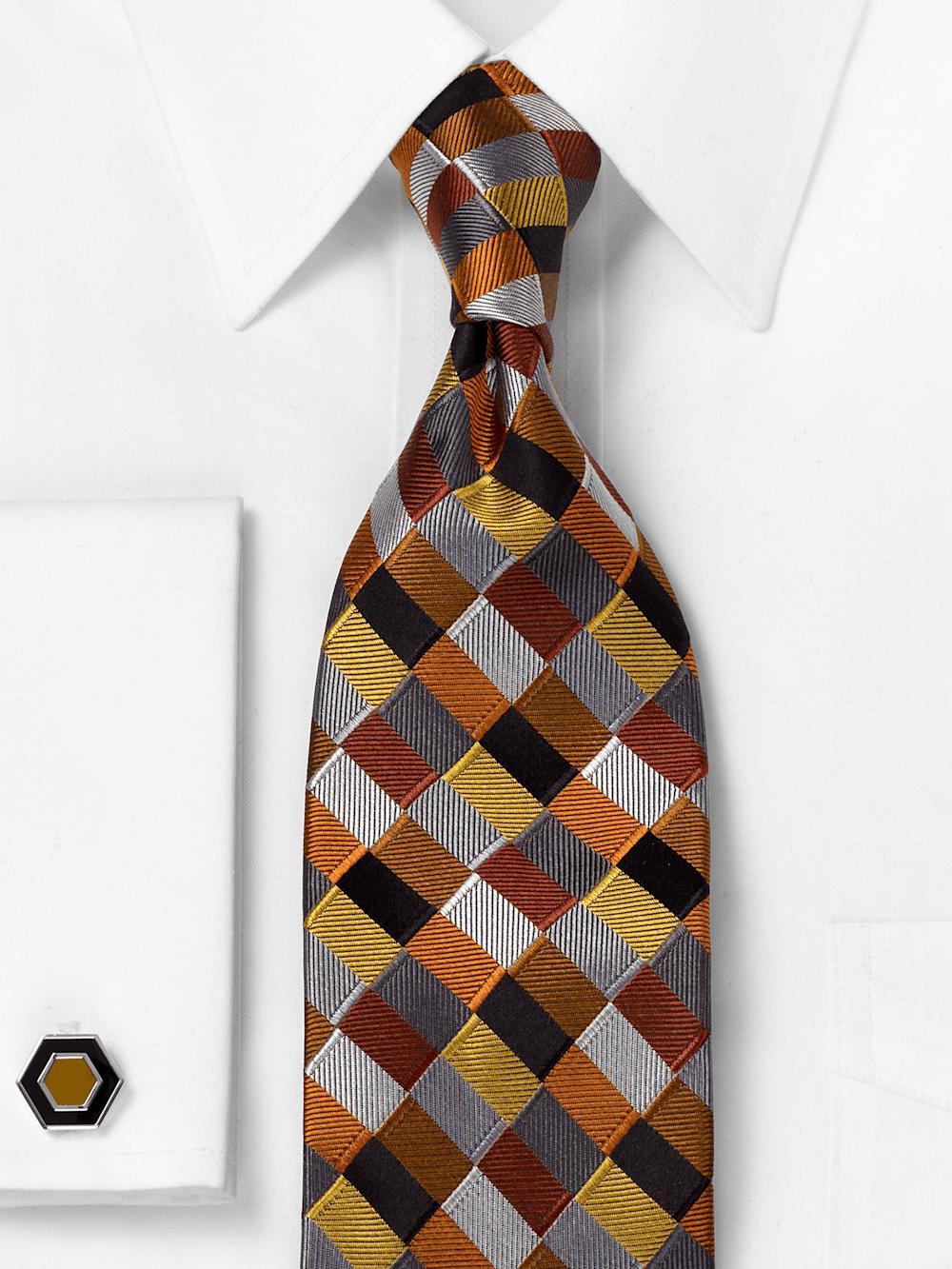 Geometric Woven Silk Tie - Multi Product Image