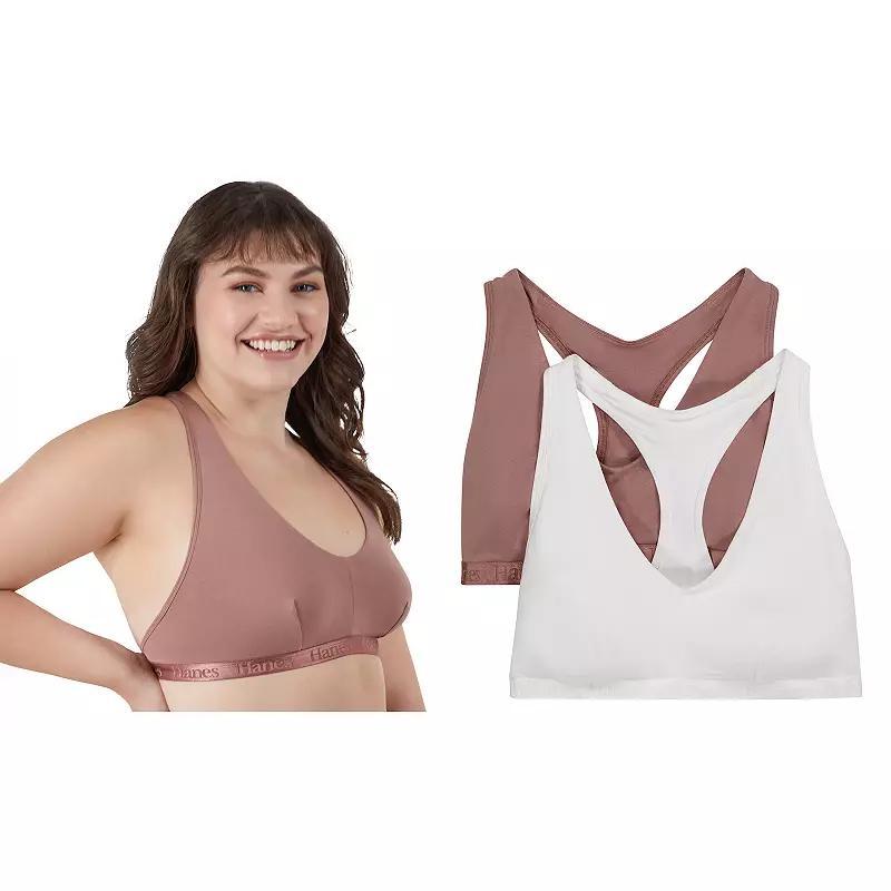 Womens Hanes Ultimate Originals 2-Pack SuperSoft Racerback Bralette DUS201 Product Image