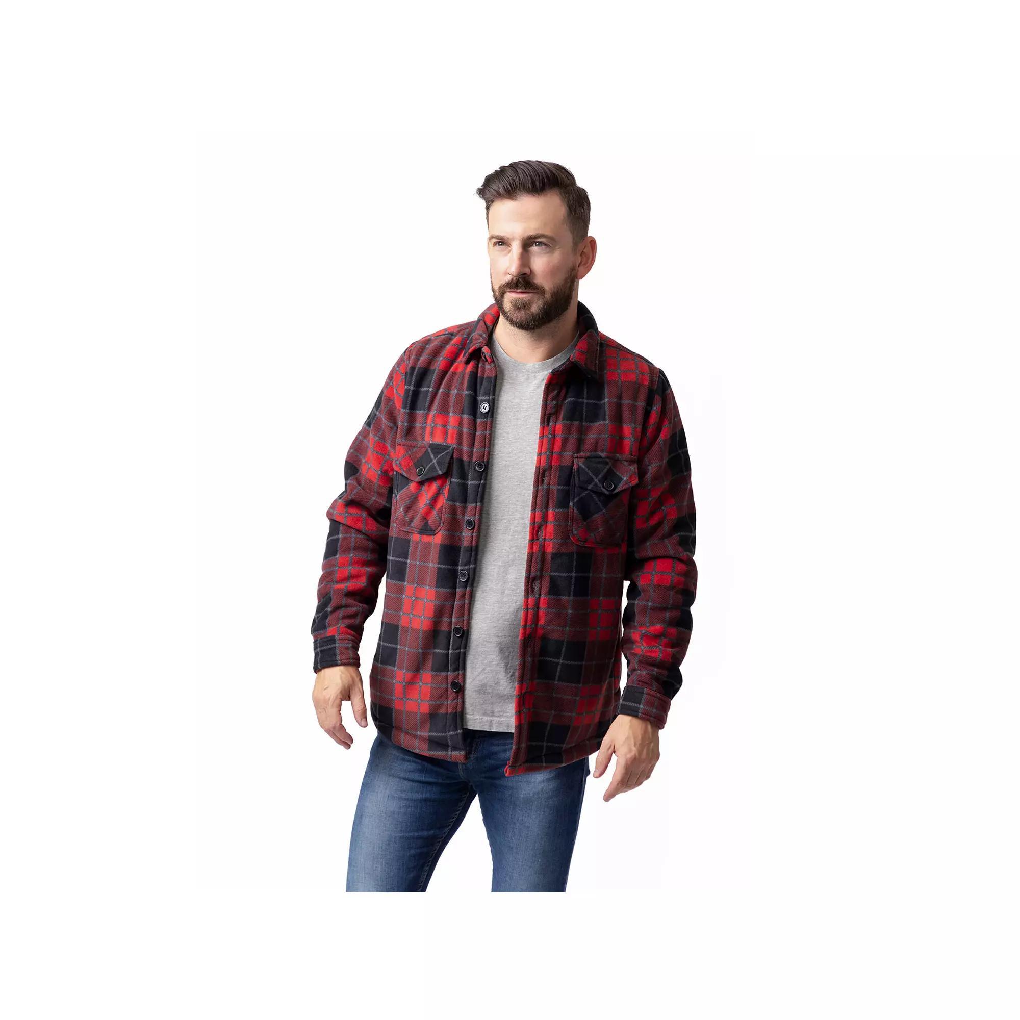 Men's Heat Holders Heatweaver Lined Fleece Shirt Jacket, Size: Small, Red Black Product Image