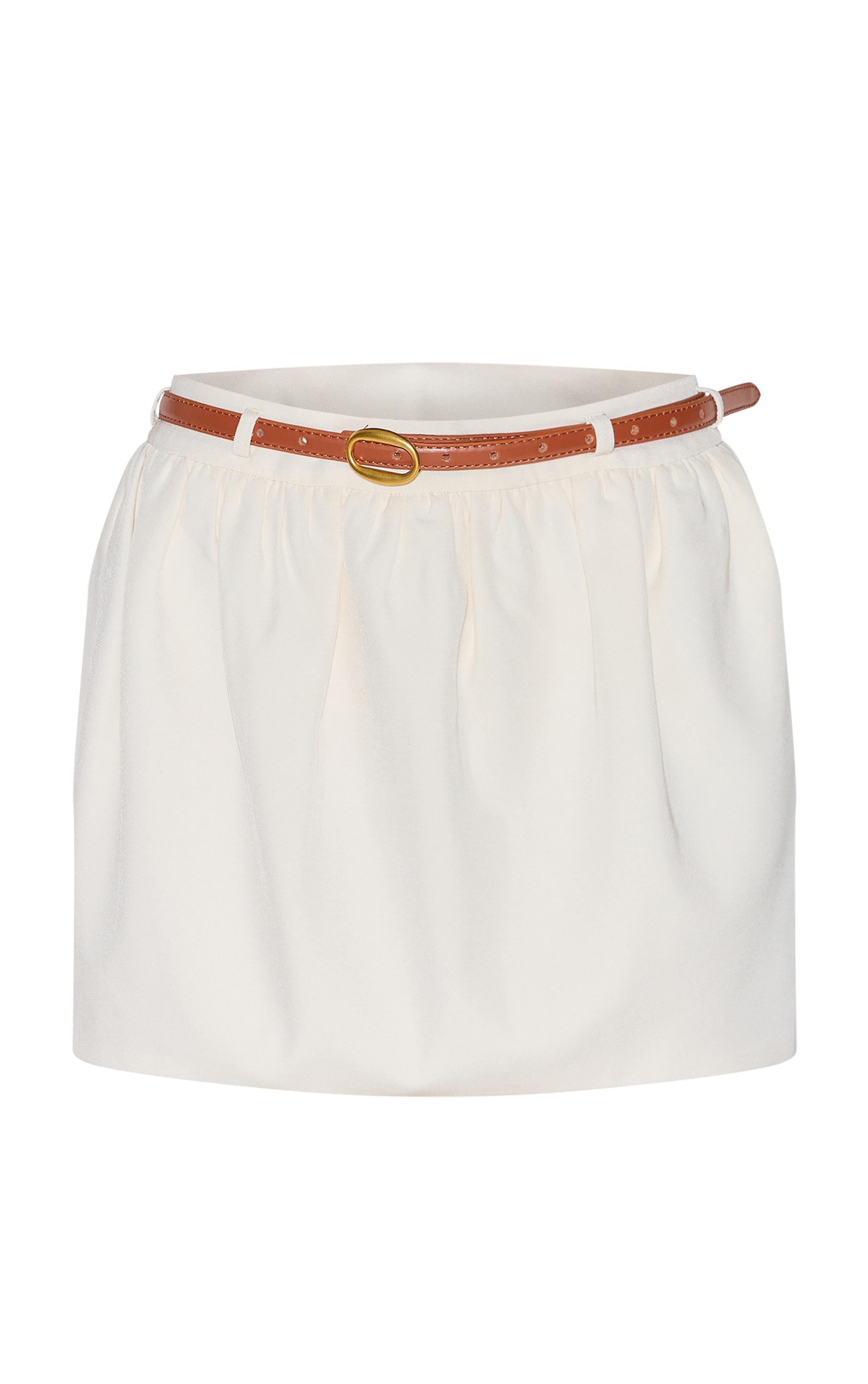 Cream Woven Belted Tulip Mini Skirt Product Image