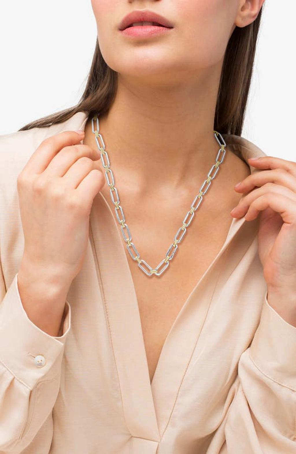 LAGOS Signature Caviar Link Necklace In Silver Gold Product Image