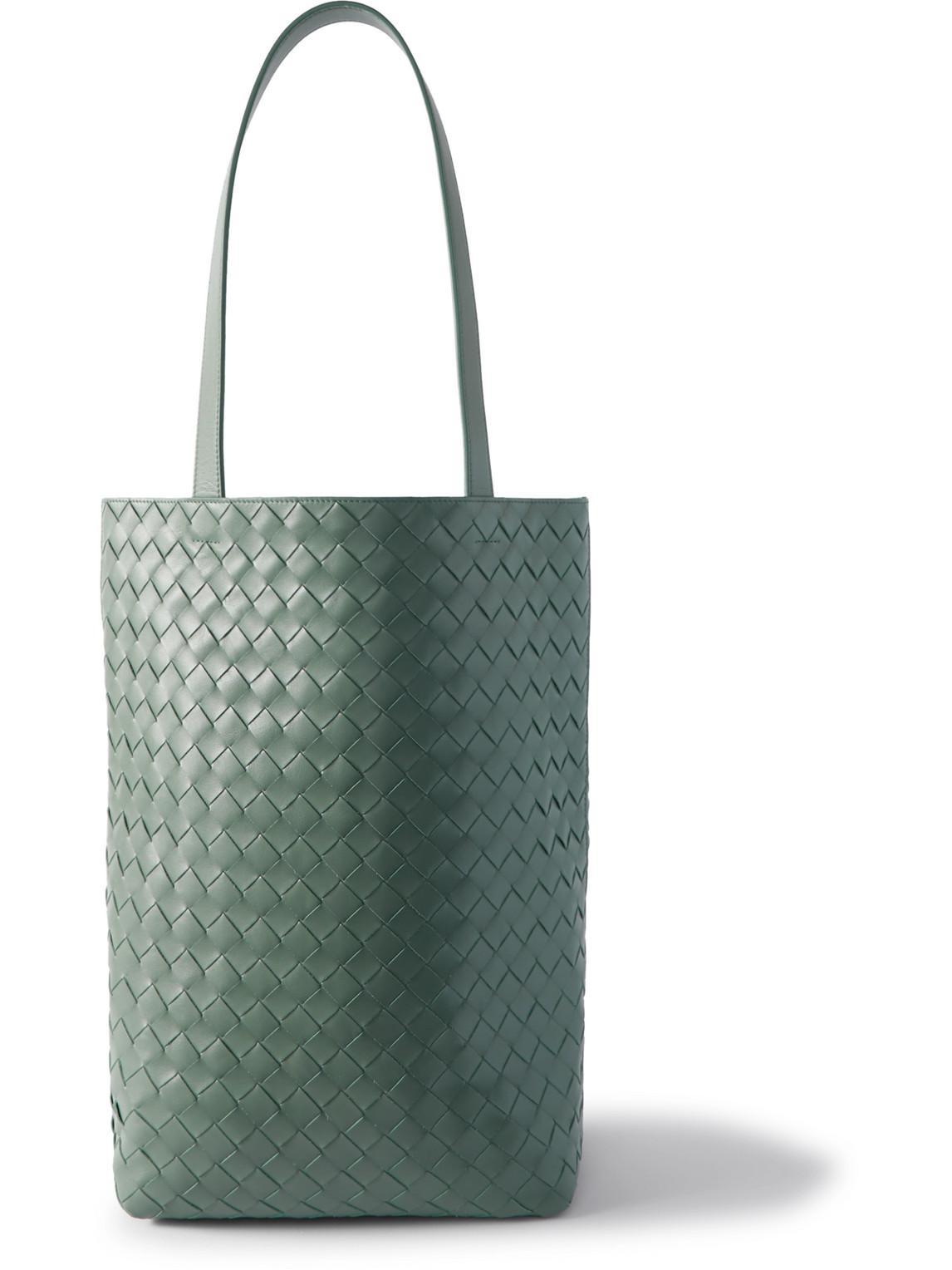 BOTTEGA VENETA Avenue Intrecciato Leather Tote Bag In Green Product Image