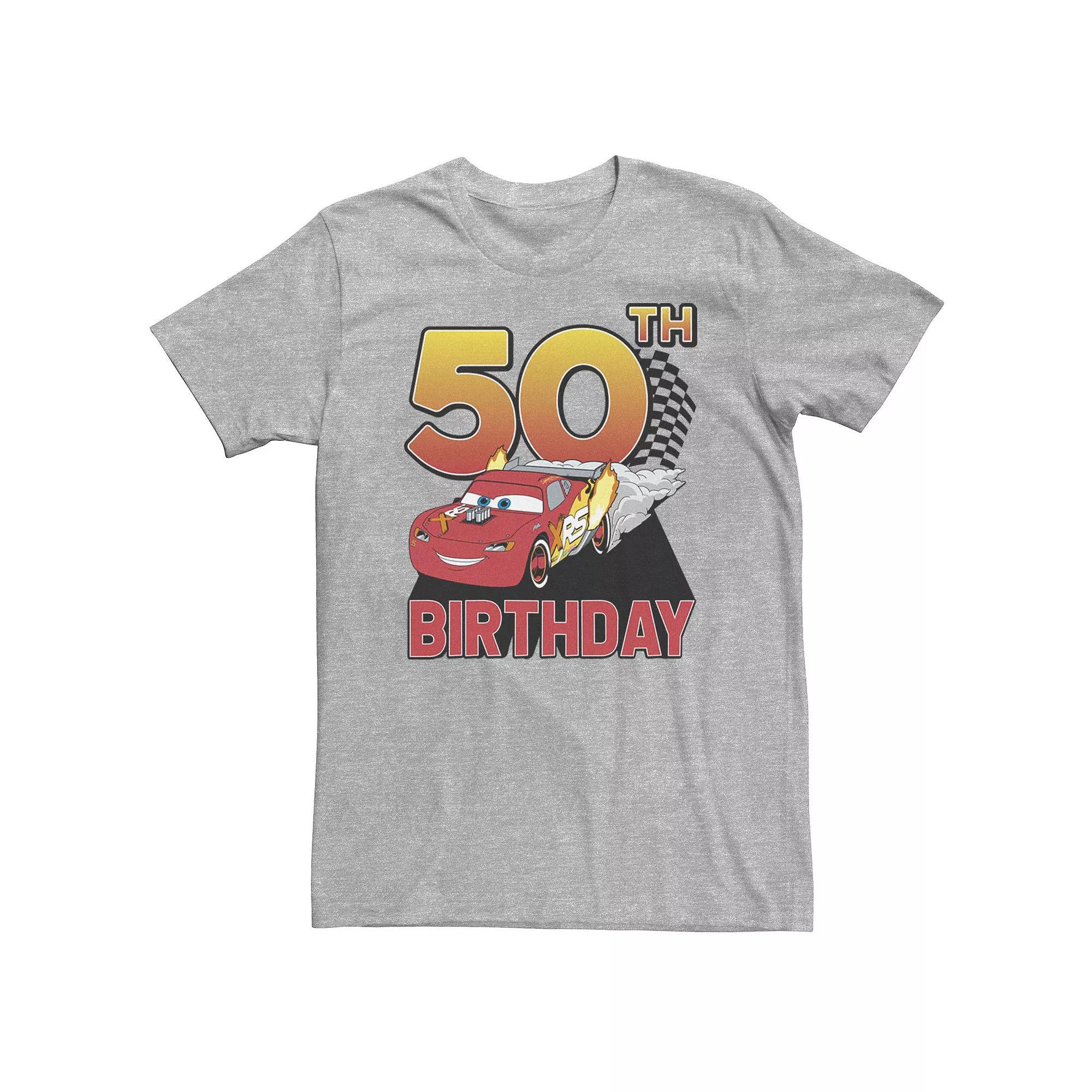 Big & Tall Disney / Pixar Cars 50th Birthday Racer Lightning McQueen Tee, Men's, Size: 3XL, Athletic Grey Product Image