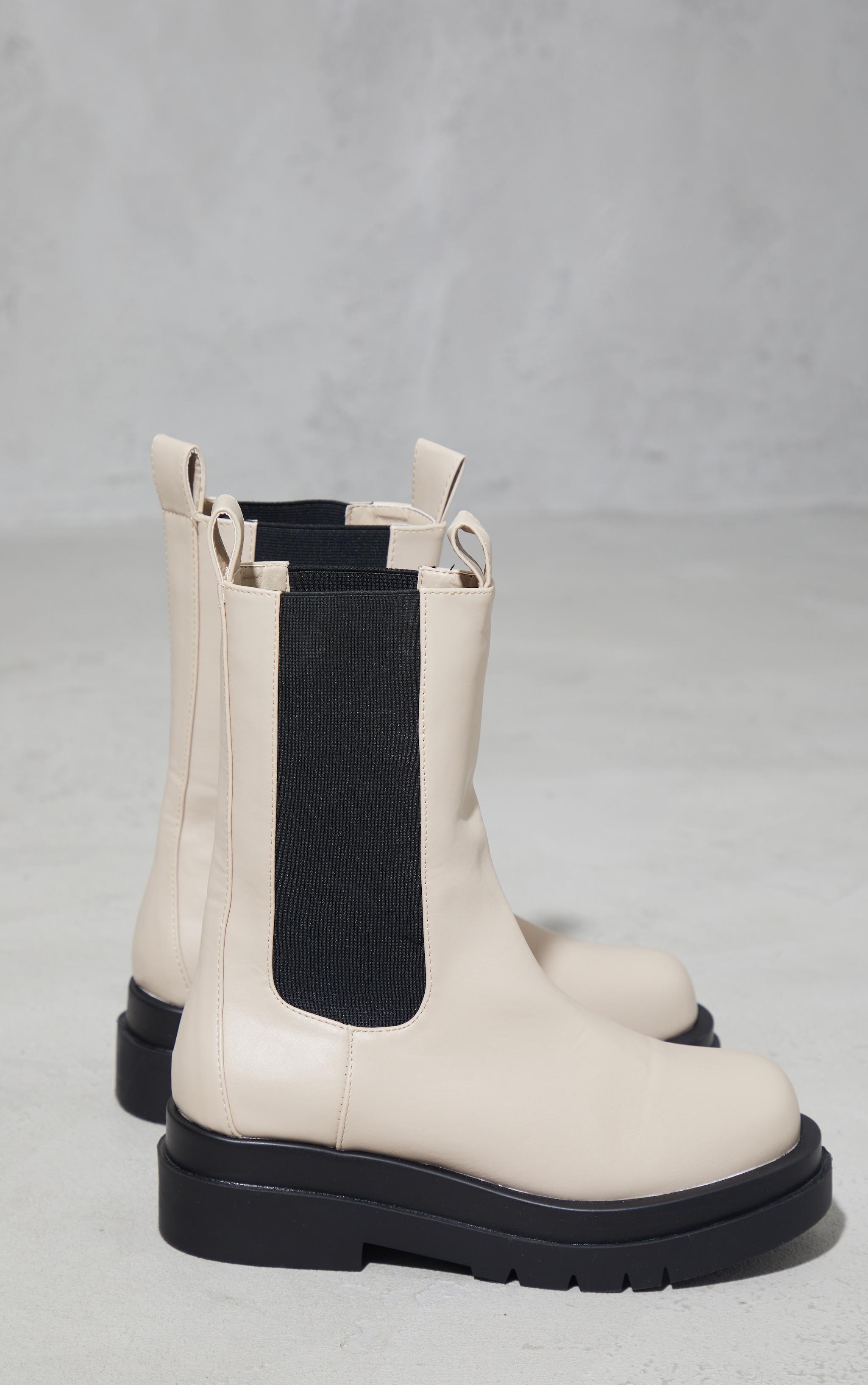 Cream Calf High Chunky Chelsea Boot Product Image