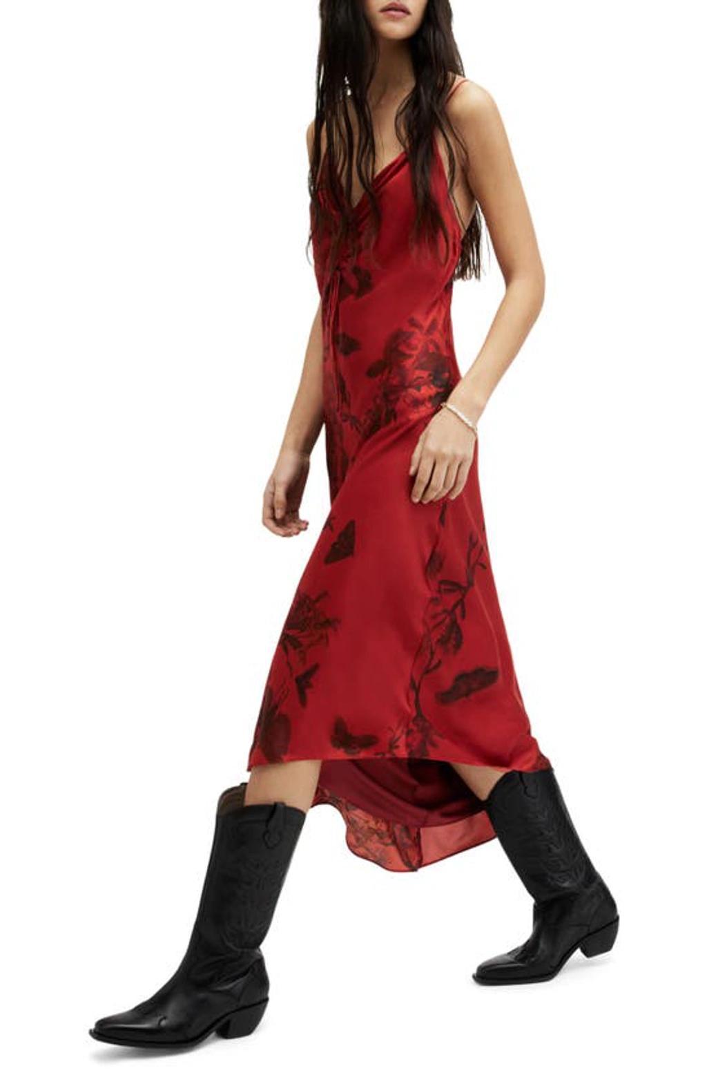 Alexia Sanibel Satin Midi Slipdress In Rust Red Product Image