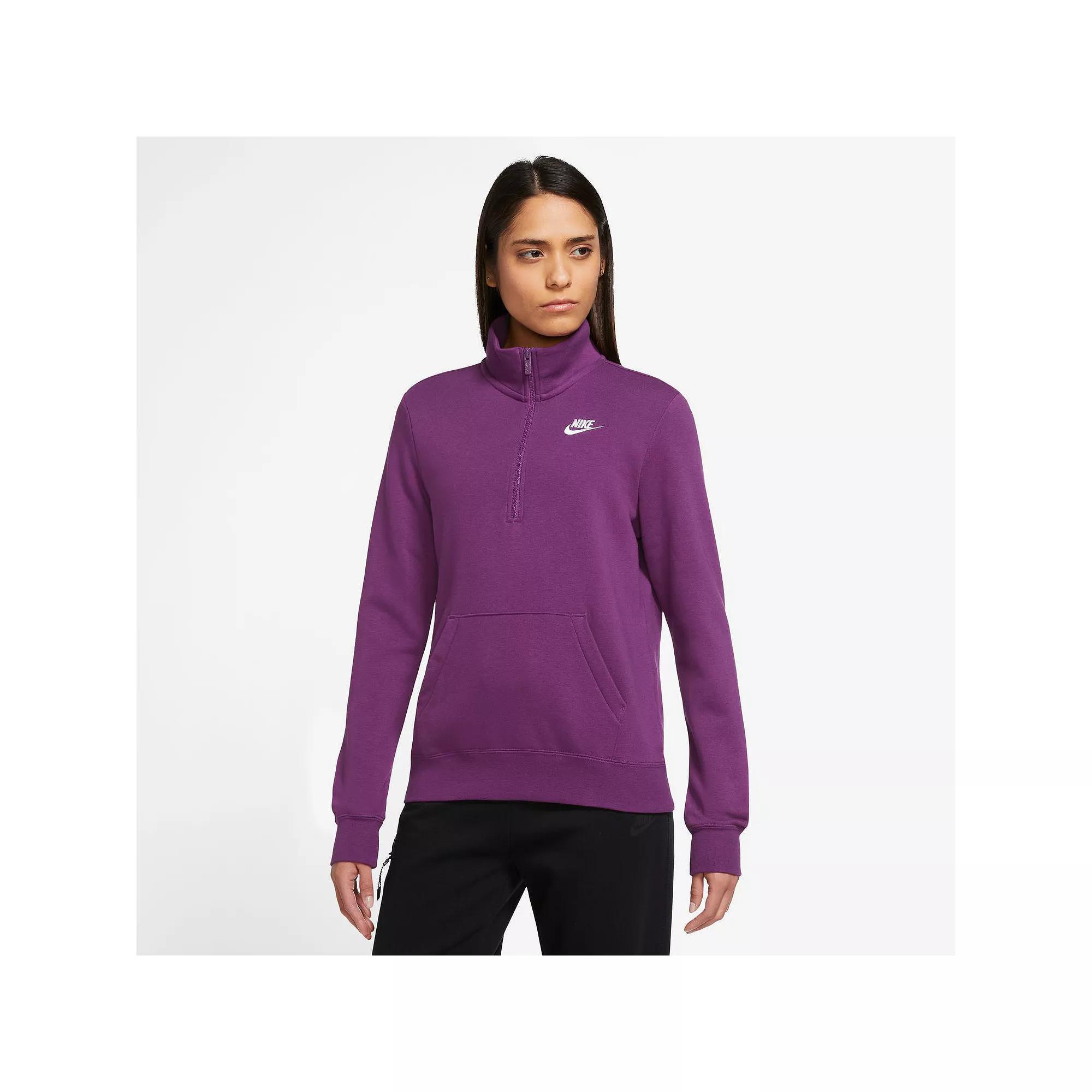 Women's Nike Sportswear Club Fleece Quarter-Zip Sweatshirt, Size: XS, Bold Pink Product Image