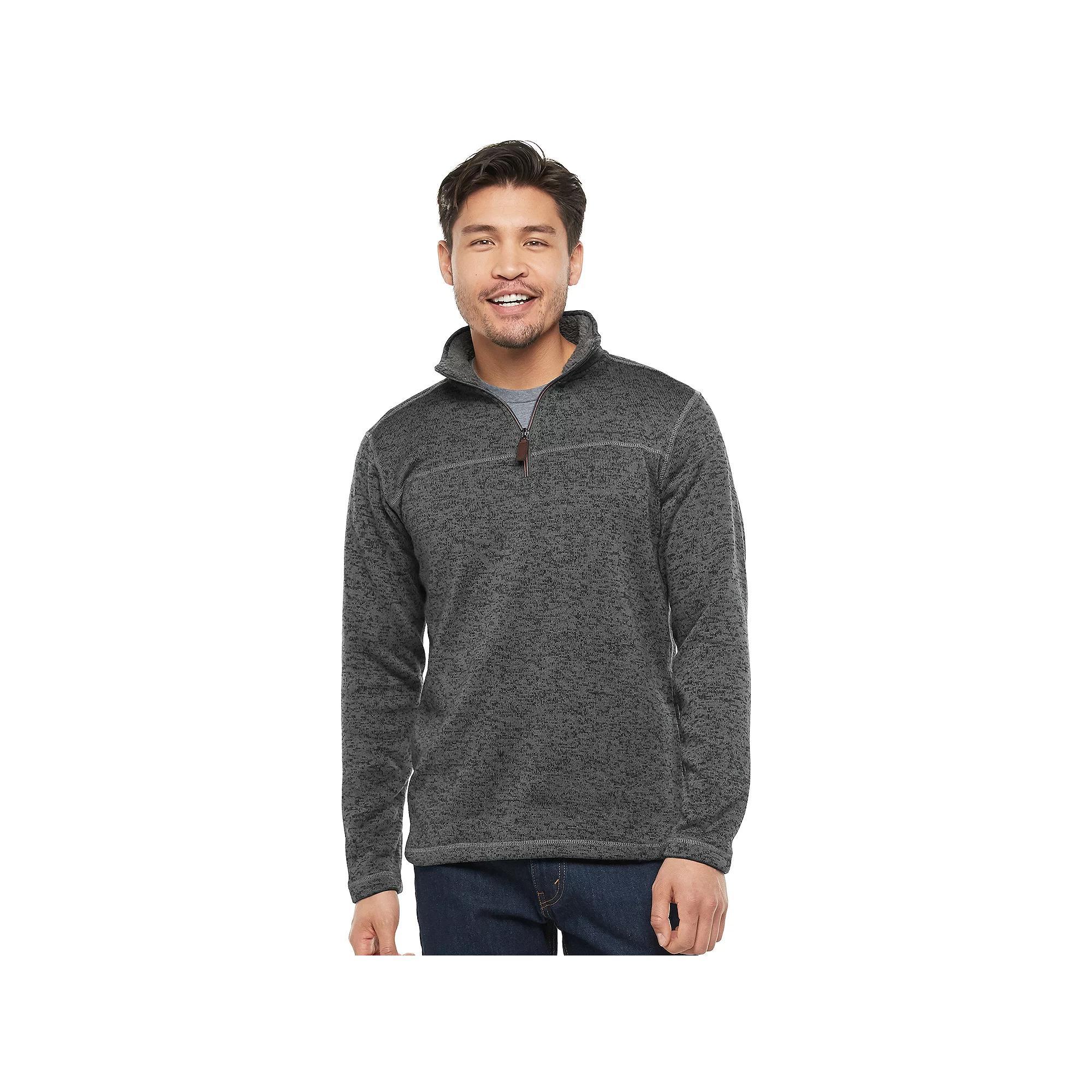 Men's Victory Outfitters Sherpa-Fleece Quarter-Zip Pullover, Size: Large, Grey Product Image