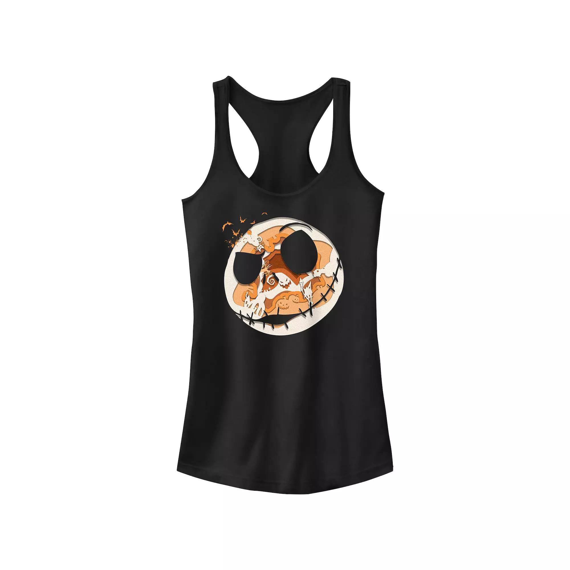 Disney's The Nightmare Before Christmas Jack Skellington Spooky Head Juniors' Racerback Tank Top, Girl's, Size: Medium, Black Product Image