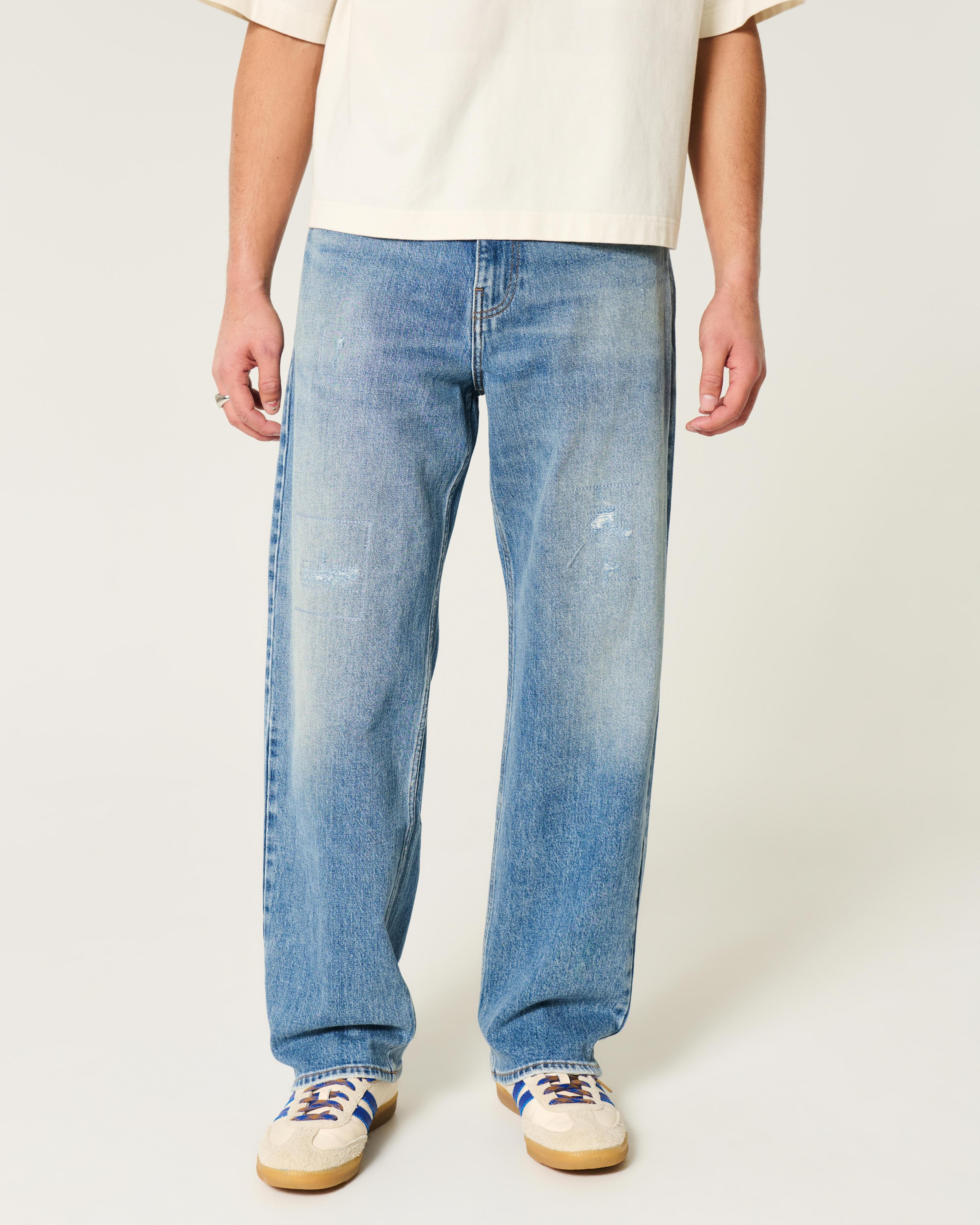 Distressed Medium Wash Baggy Jeans Product Image