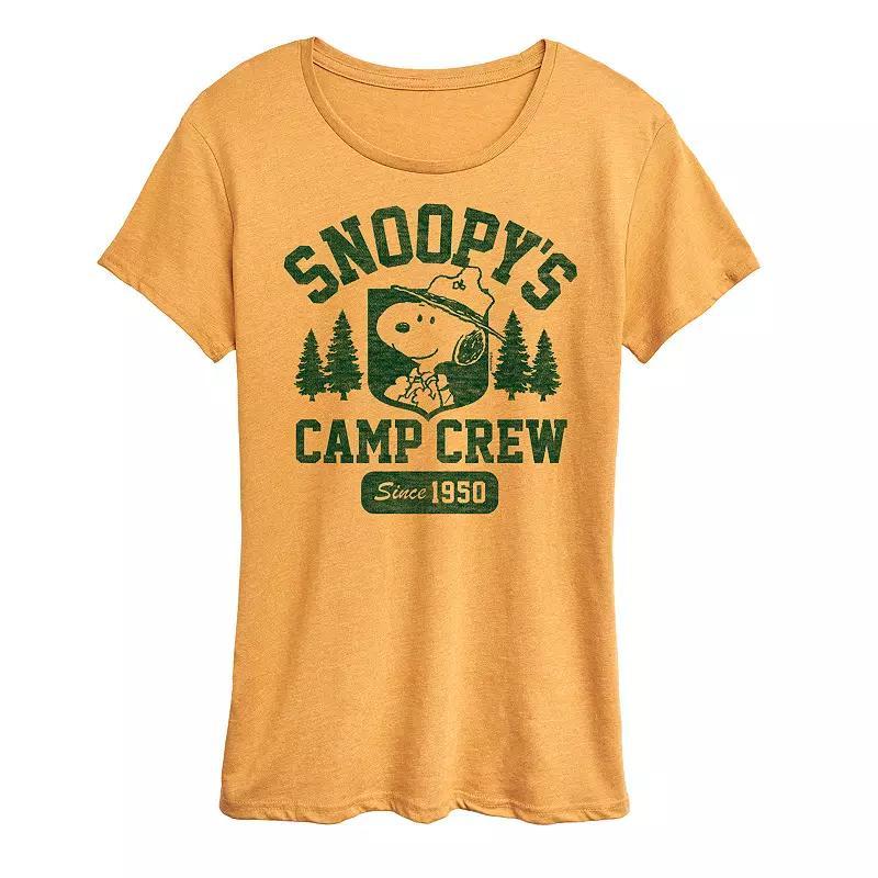 Womens Peanuts Snoopys Camp Crew Graphic Tee Grey Gray Product Image