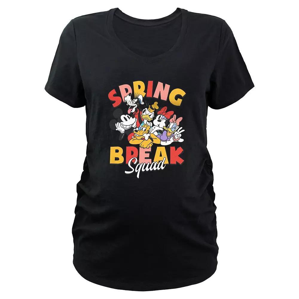 Disney's Mickey Mouse & Friends Spring Break Squad Maternity Graphic Tee, Women's, Size: Large-Mat, Black Product Image