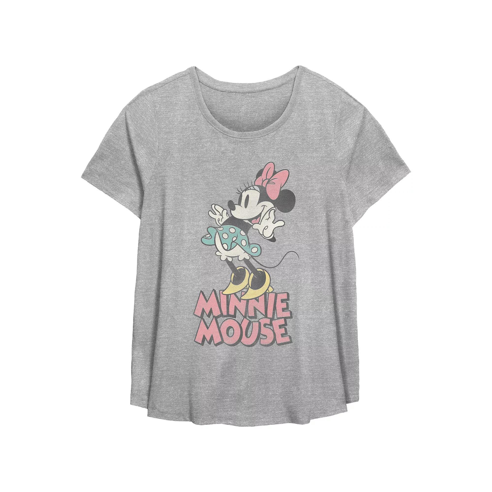 Disney's Minnie Mouse Classic Pose Plus Size Flowy Graphic Tee, Women's, Size: 1XL, Grey Gray Product Image