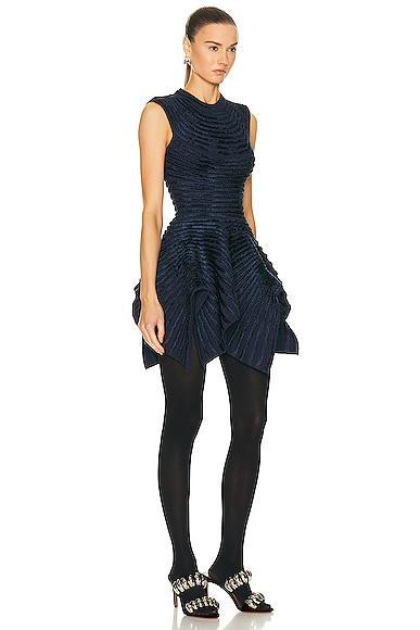 ALAÏA Ribbed Dress In Bleu Mineral Product Image