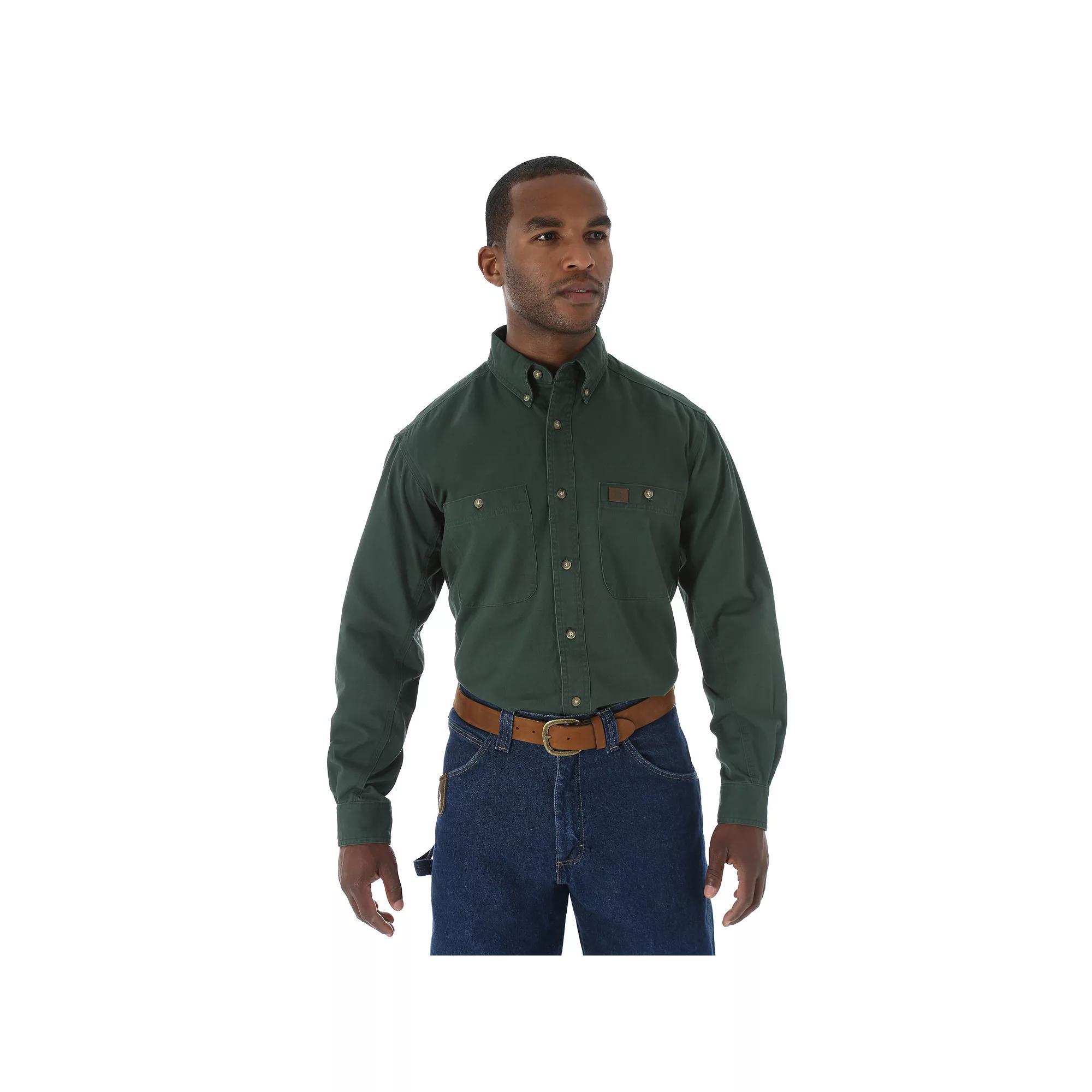 Mens Wrangler RIGGS Workwear Twill Button-Down Shirt Green Green Product Image