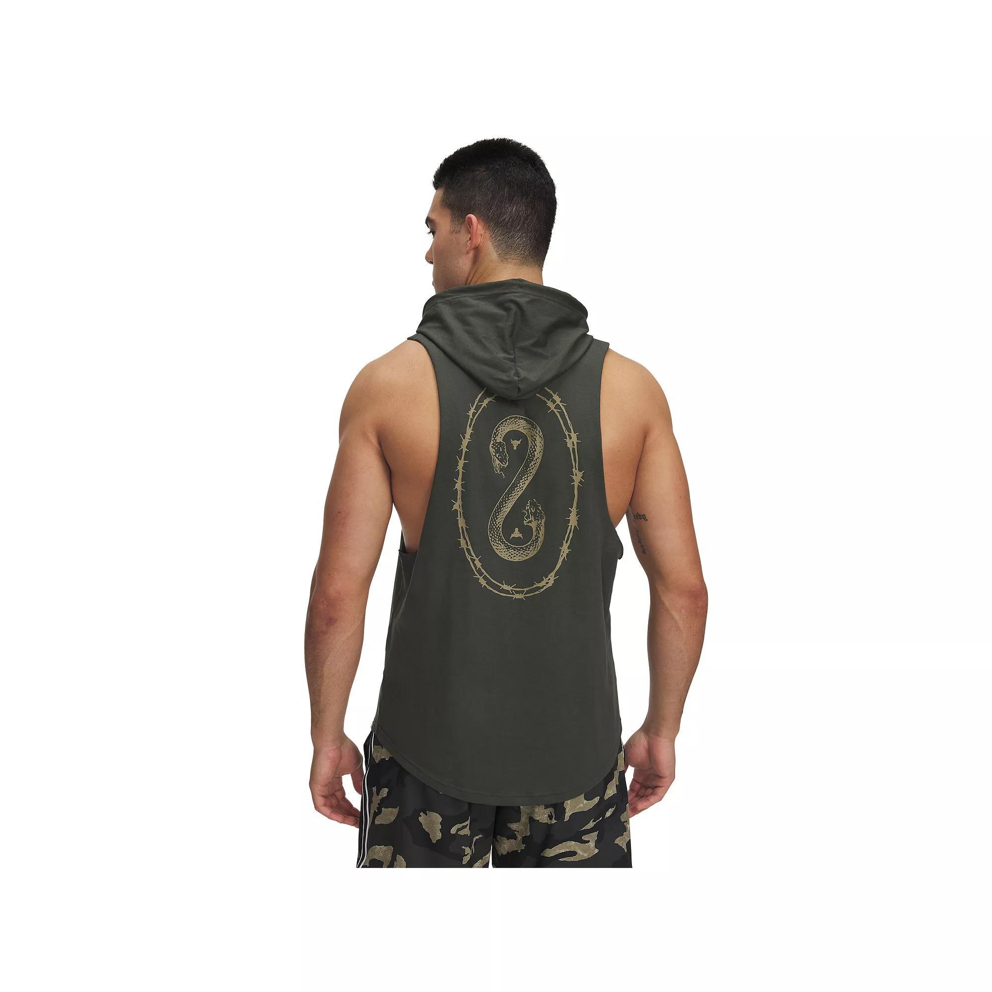 Men's Under Armour Project Rock Snake Sleeveless Hoodie, Size: XL, White Clay Product Image
