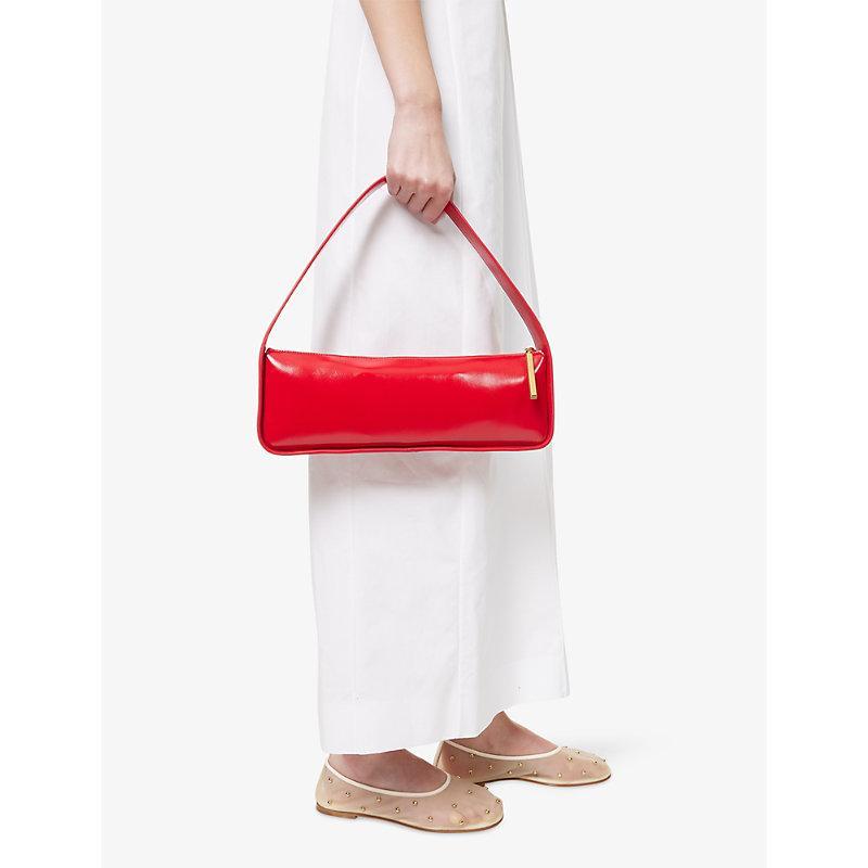 KHAITE Lori Crackle Patent Leather Shoulder Bag In Red Product Image