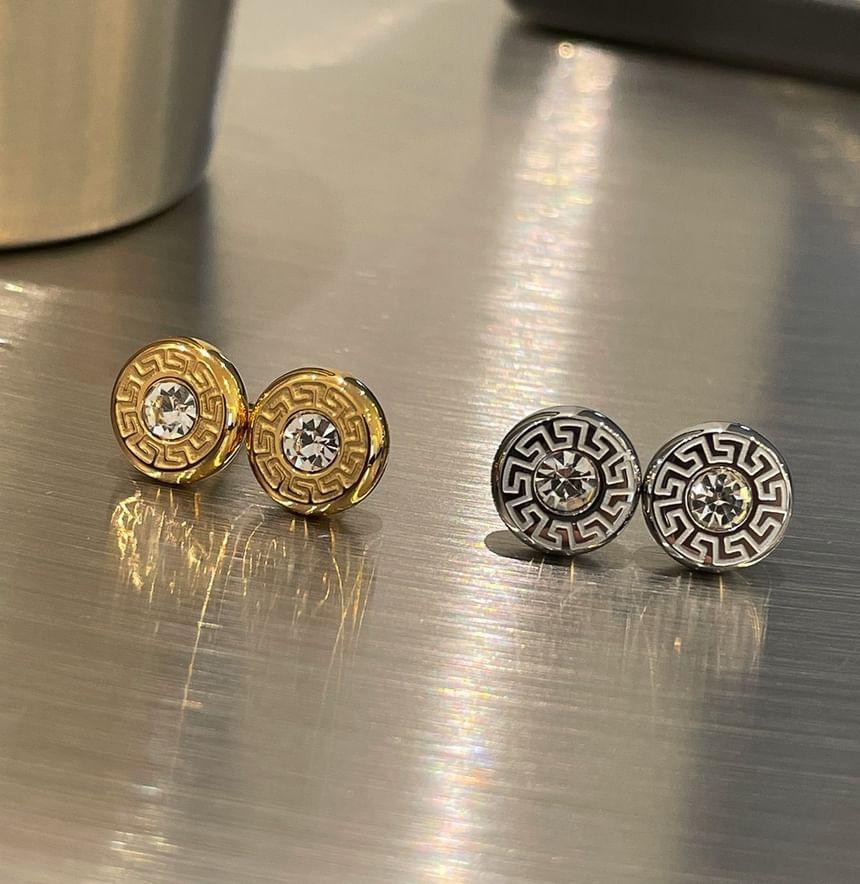 CZ Round Alloy Stud Earring Product Image