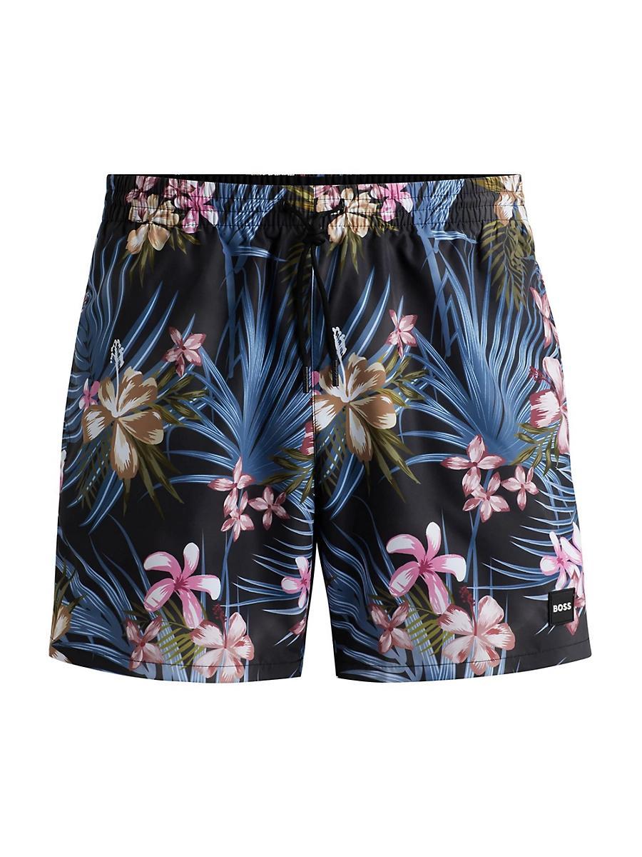 Mens Fully Lined Swim Shorts with Seasonal Print Product Image