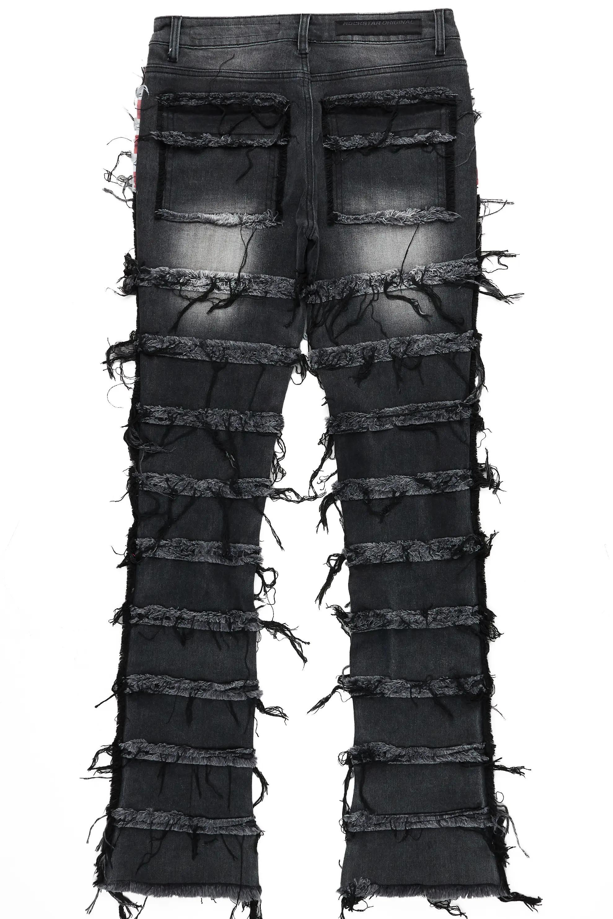 Josie Black Stacked Flare Jean Male Product Image