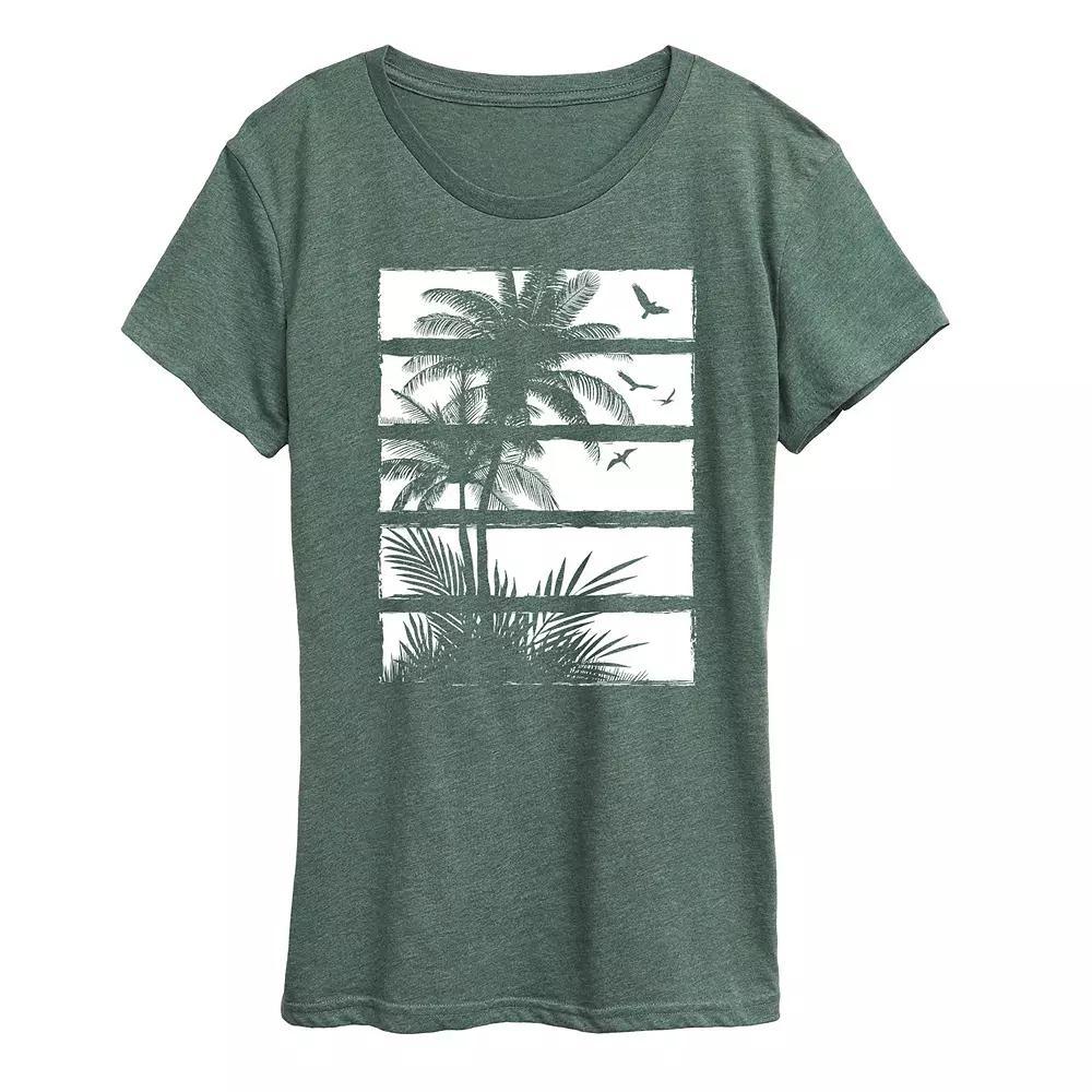 Women's Palm Tree Silhouette Panels Graphic Tee,  Product Image