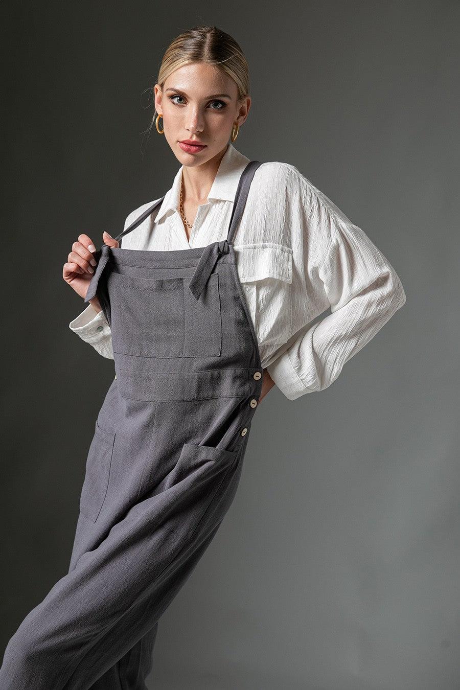 Linen Mix Jumpsuit Overalls Product Image