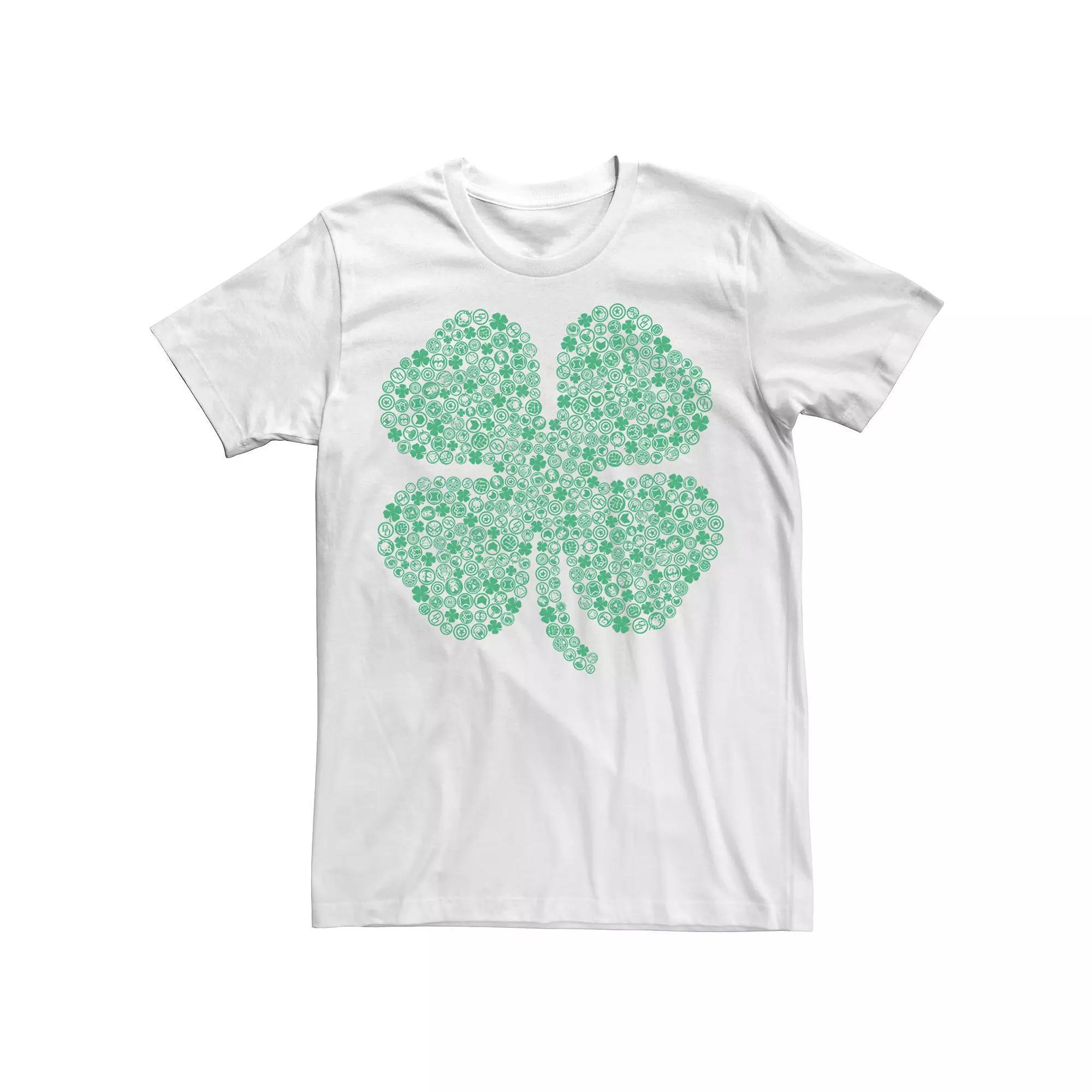 Men's Marvel Hero Symbol St. Patty's Build Up Tee, Size: Small, White Product Image
