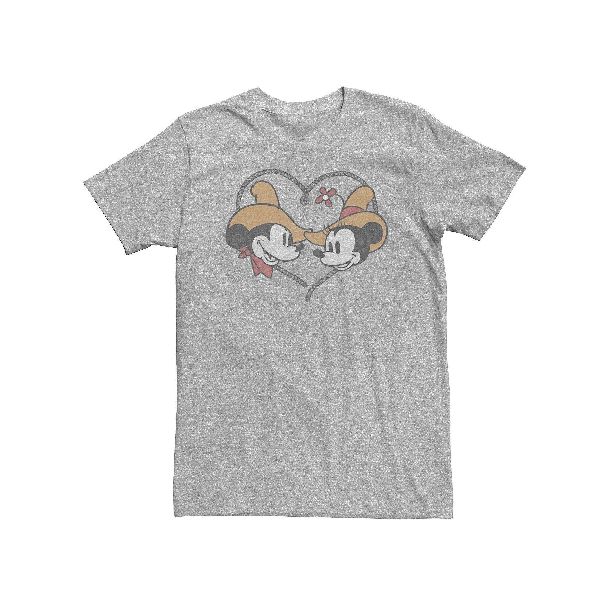 Big & Tall Disney Mickey And Friends Mickey & Minnie Mouse Cowboy Heart Tee, Men's, Size: 4XL, Athletic Grey Product Image