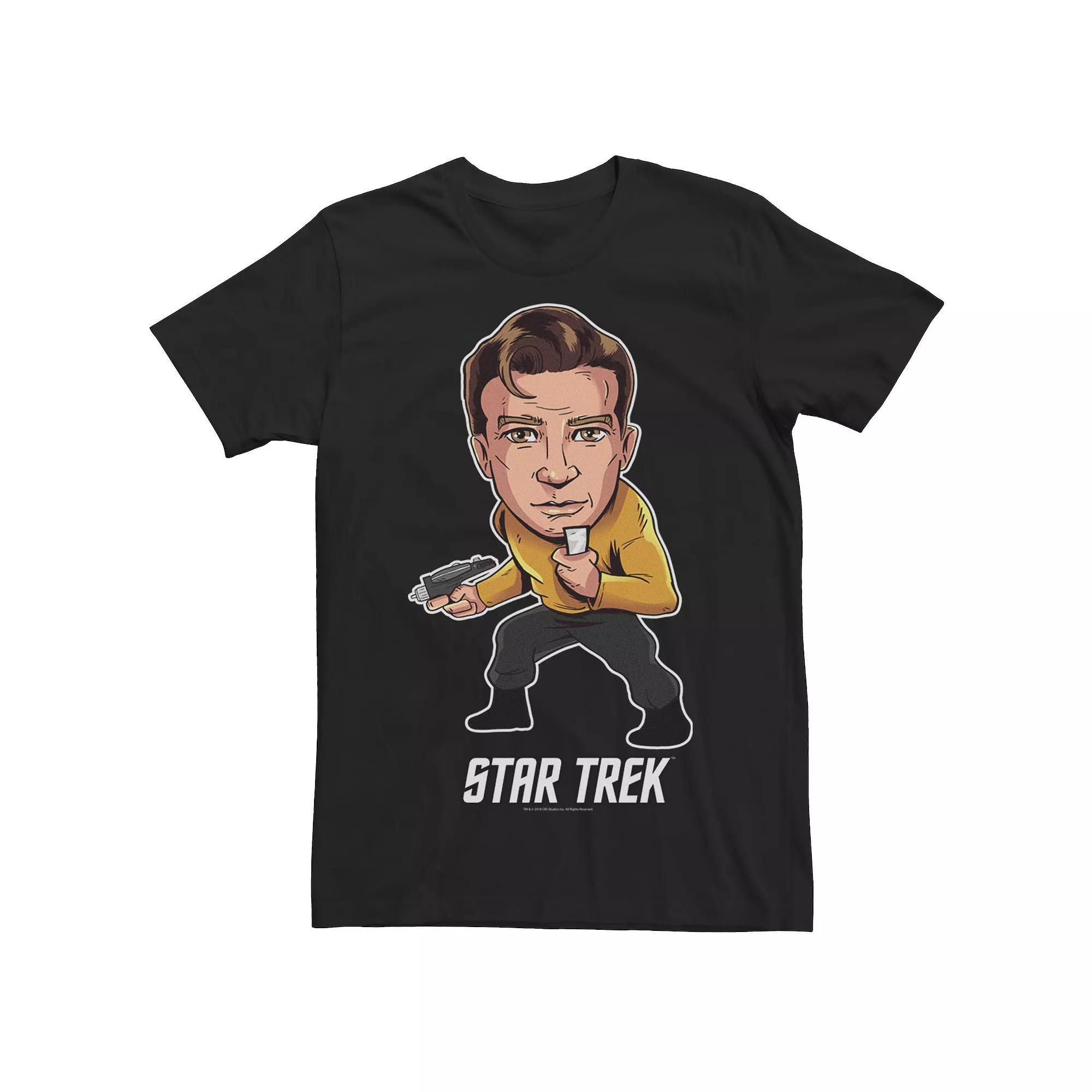 Men's Star Trek Original Series Captain Kirk Chibi Tee, Size: Large, Black Product Image