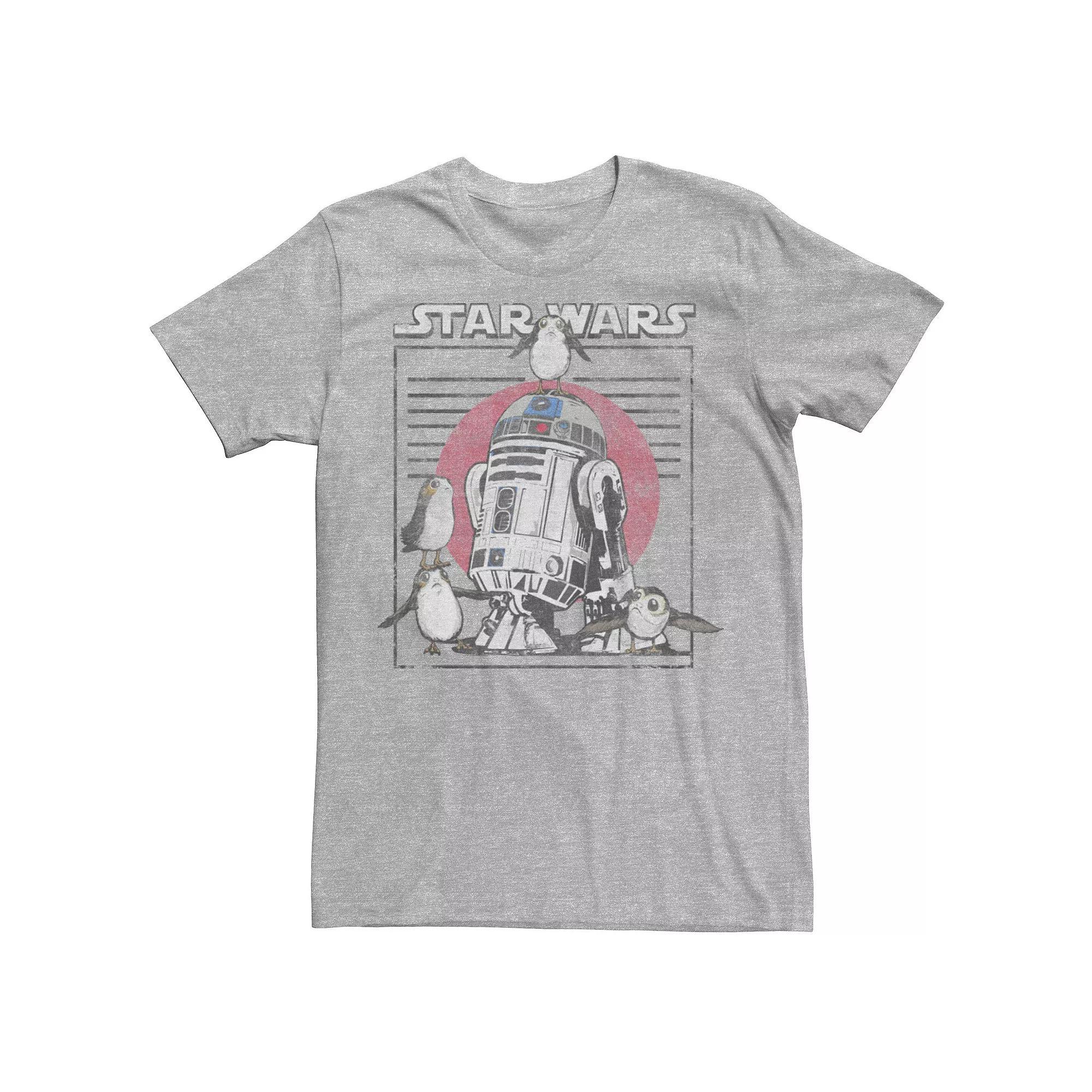 Men's Star Wars Last Jedi Flock of Porgs Surround R2-D2 Tee, Size: XXL, Athletic Grey Product Image