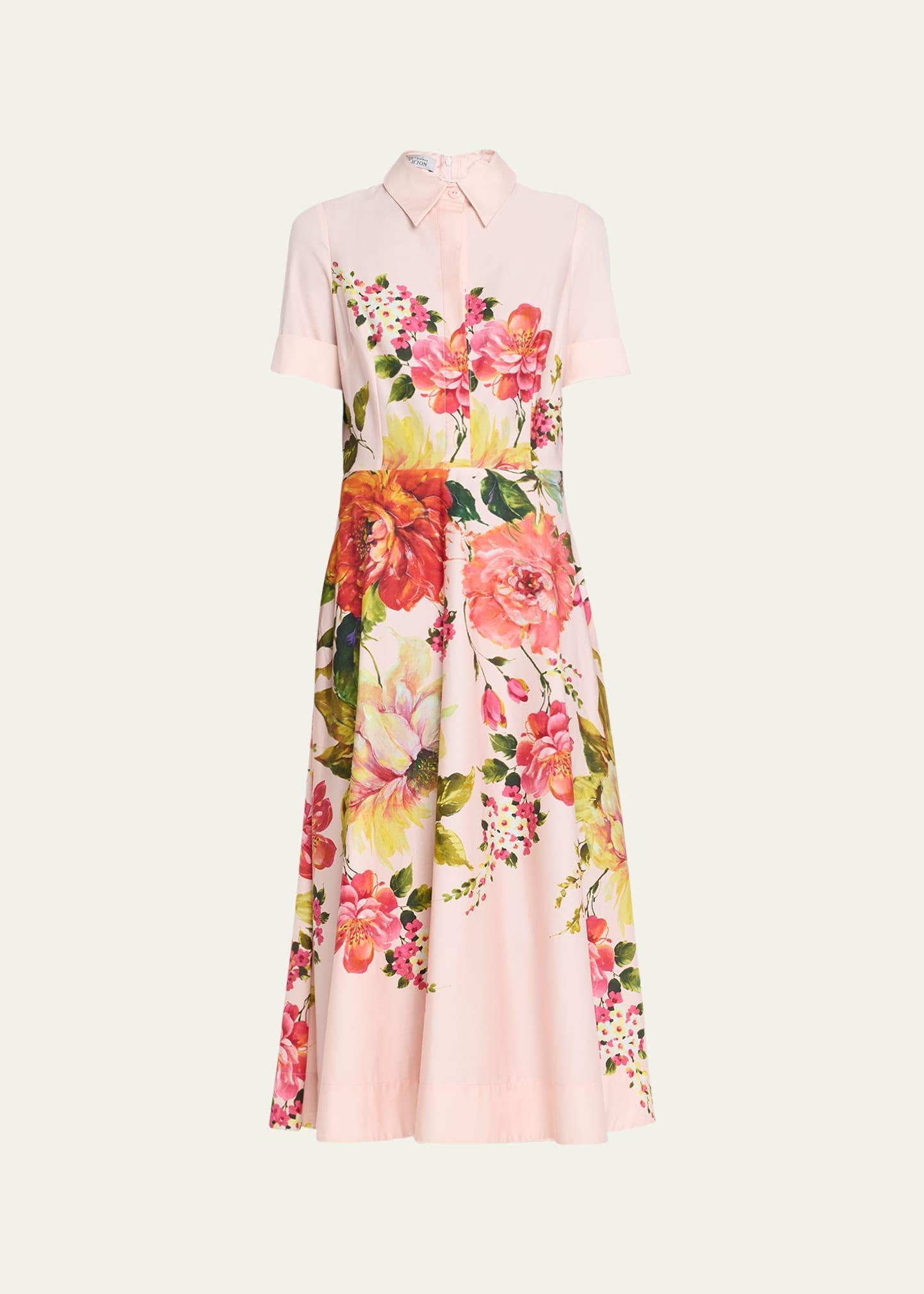 Floral-Print Fit-&-Flare Shirtdress Product Image