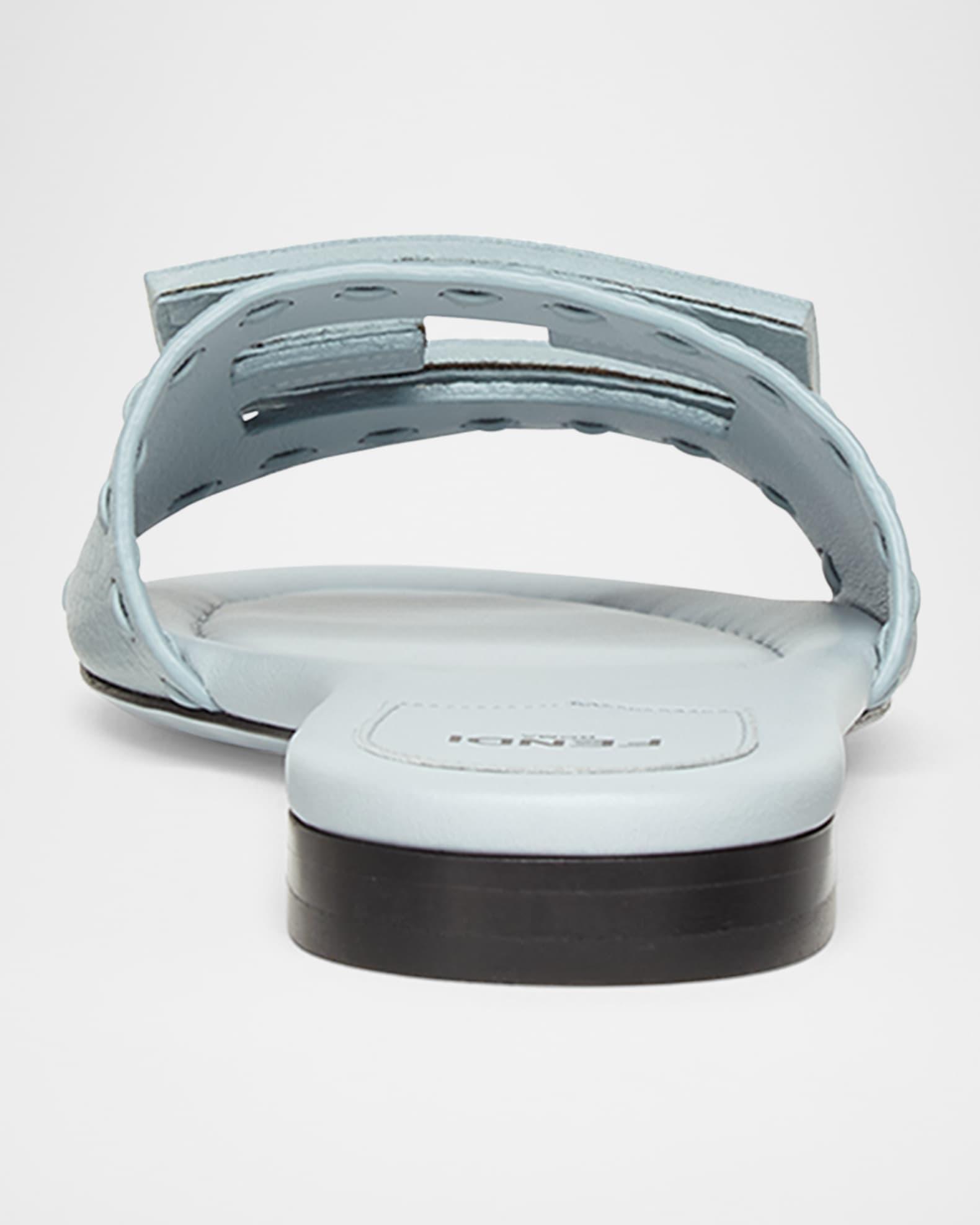 Baguette FF Leather Buckle Flat Slide Sandals Product Image