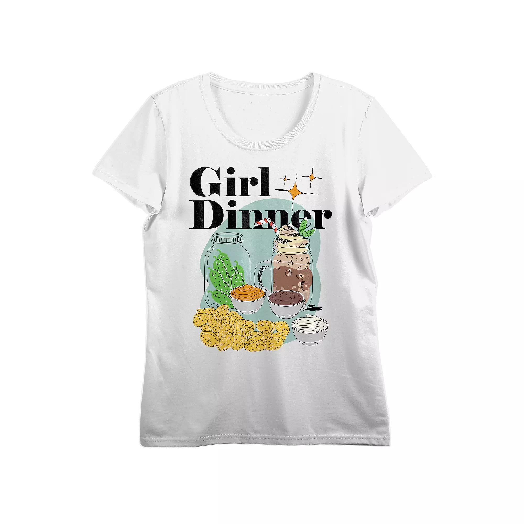 Juniors' Girl Dinner Pickles & Chips Graphic Tee, Women's,  Product Image
