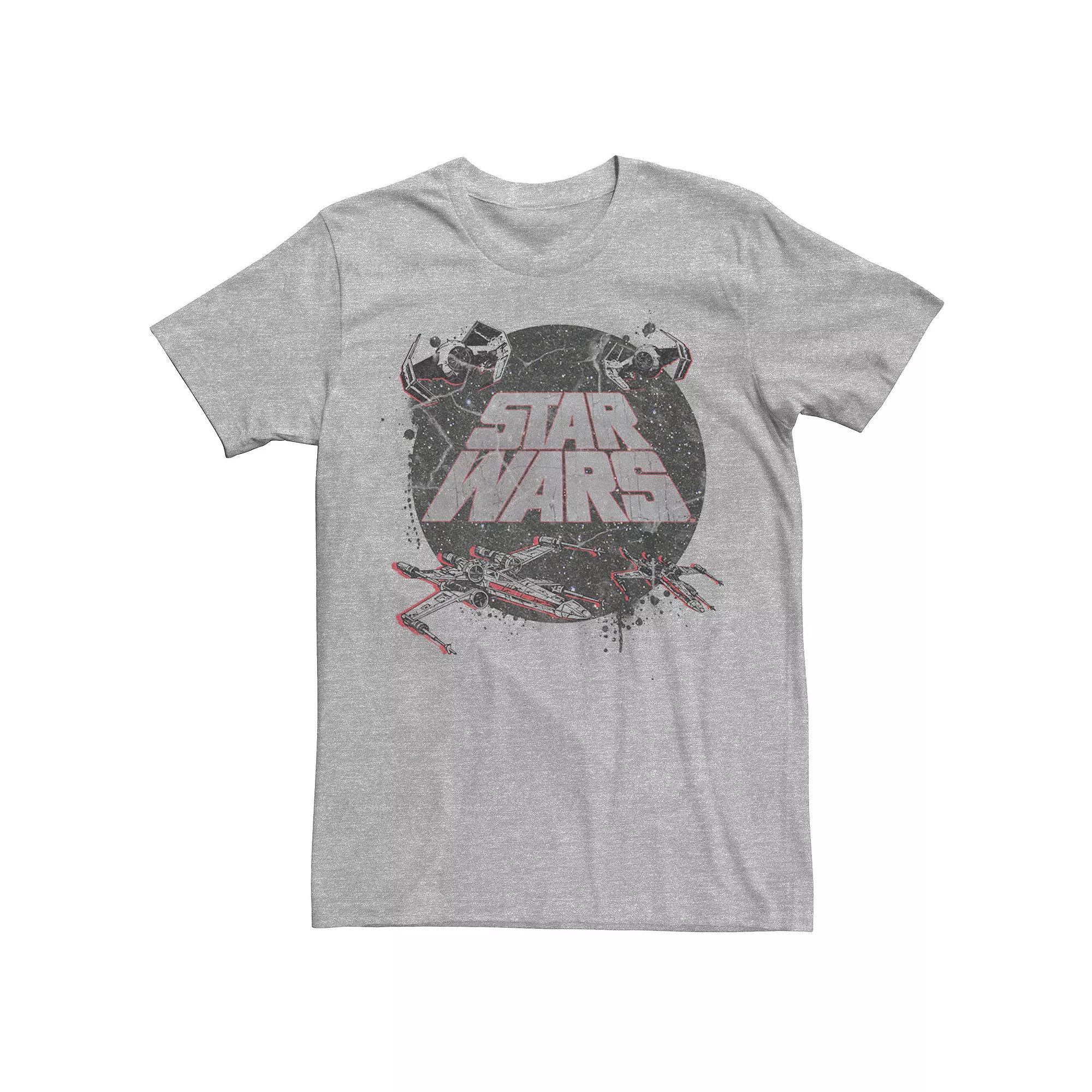 Men's Star Wars Classic Logo X-Wing Tie Fighter Tee, Size: Large, Athletic Grey Product Image
